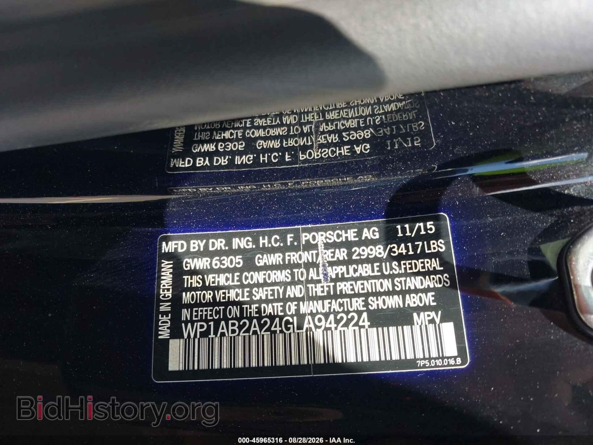 2016 PORSCHE CAYENNE - VIN: WP1AB2A24GLA94224 - Фото 9