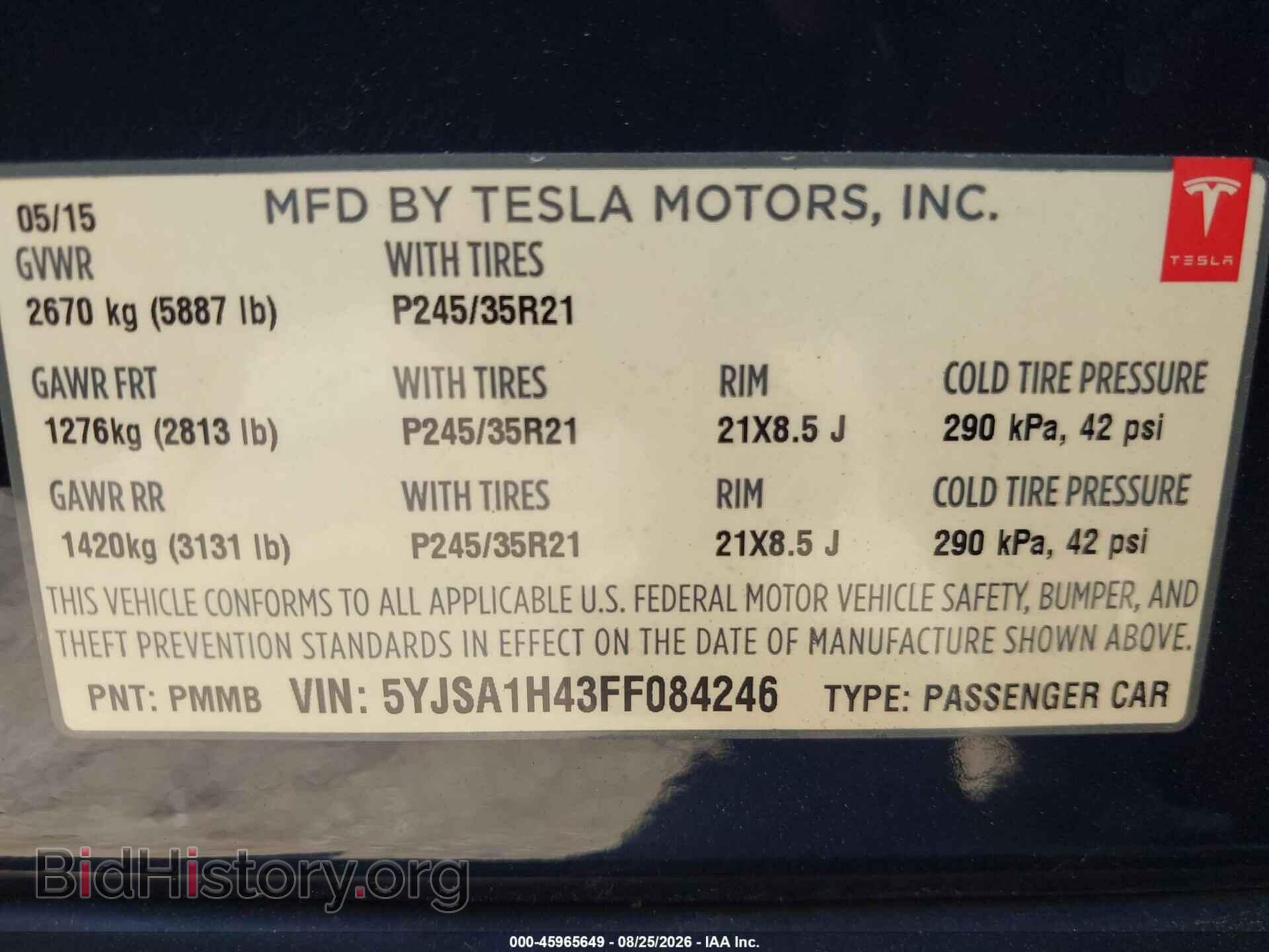 2015 TESLA MODEL S - VIN: 5YJSA1H43FF084246 - Photo 9