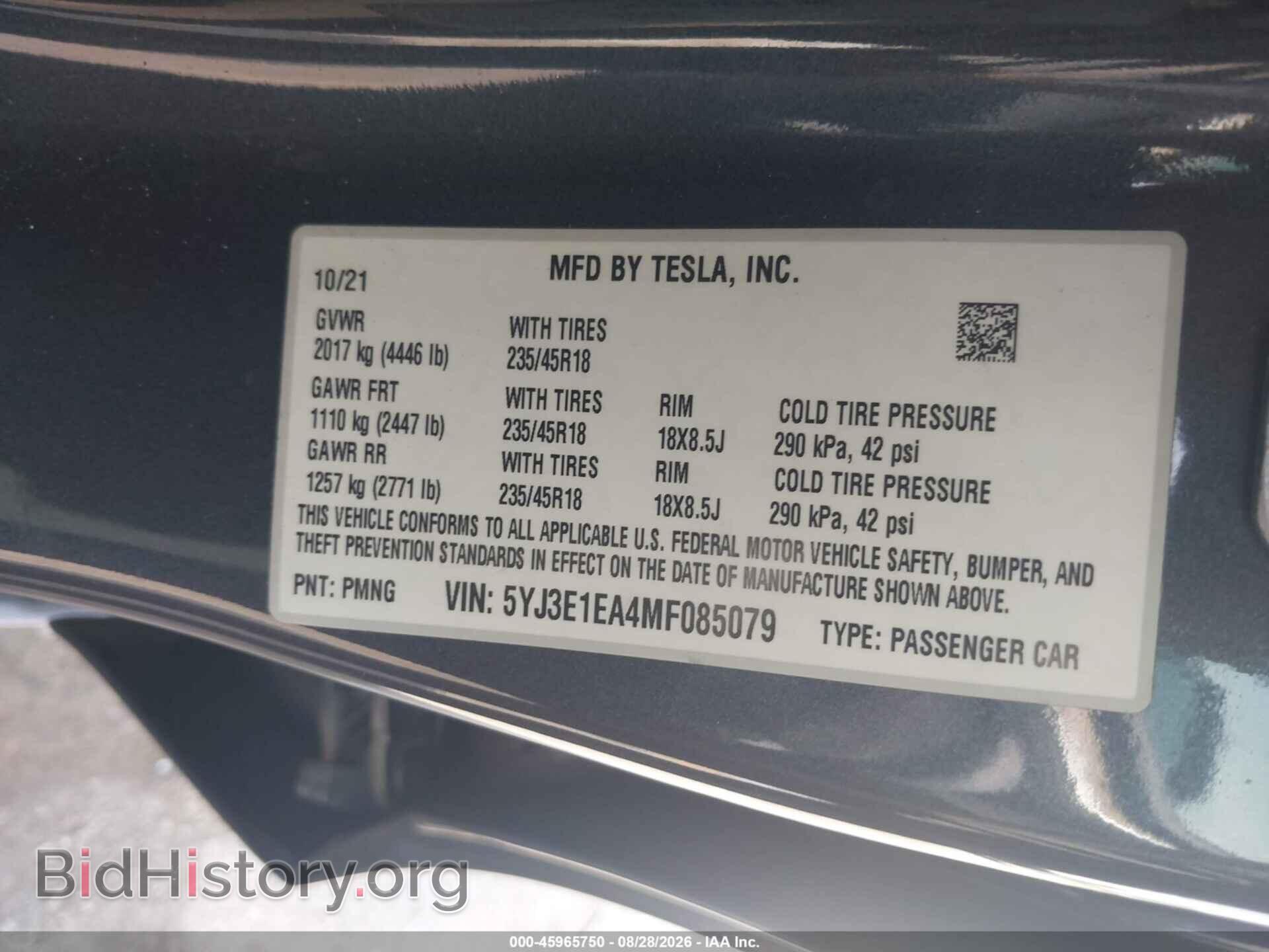 2021 TESLA MODEL 3 - VIN: 5YJ3E1EA4MF085079 - Фото 9