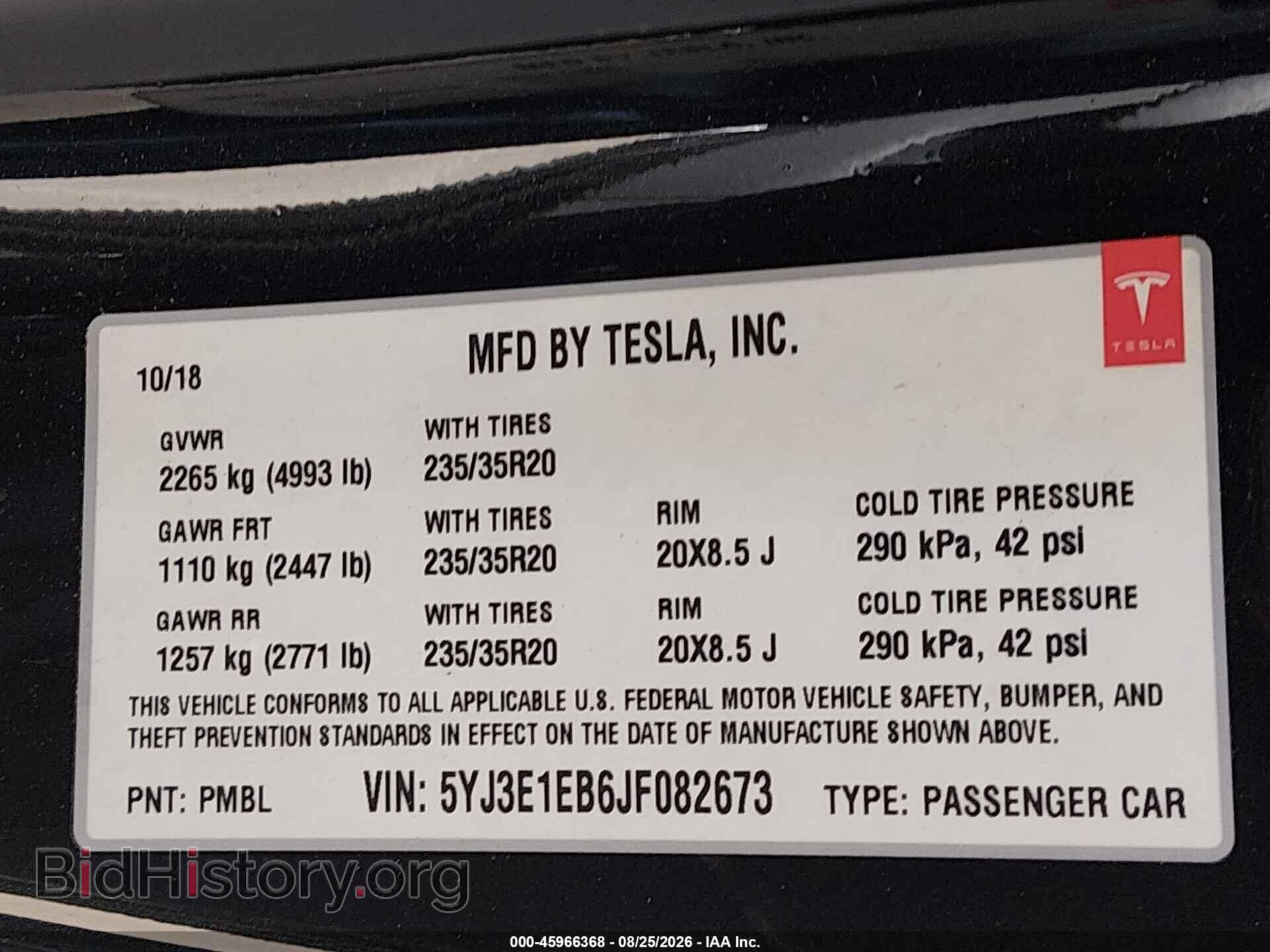 2018 TESLA MODEL 3 - VIN: 5YJ3E1EB6JF082673 - Photo 9