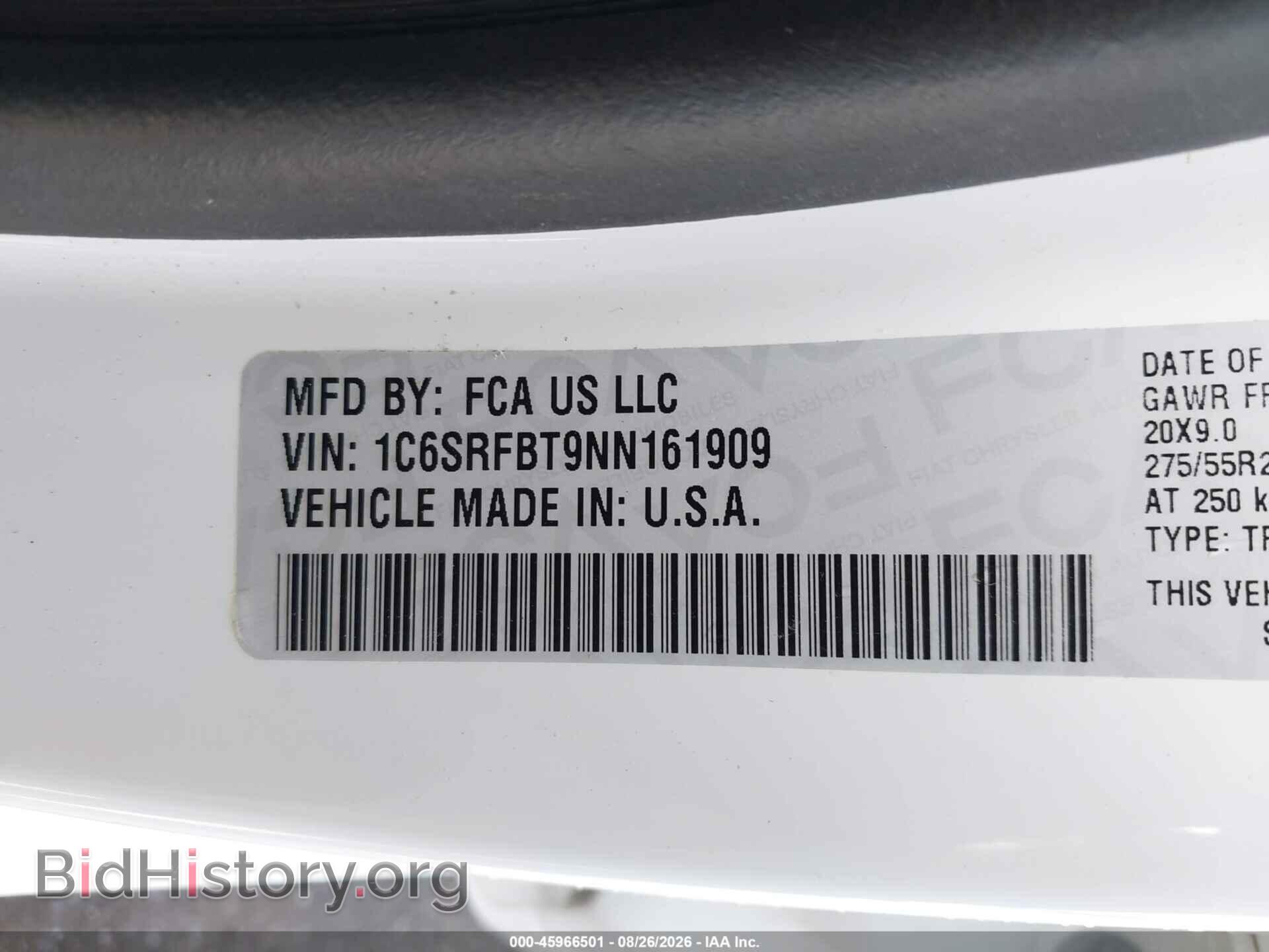 2022 RAM 1500 - VIN: 1C6SRFBT9NN161909 - Фото 9