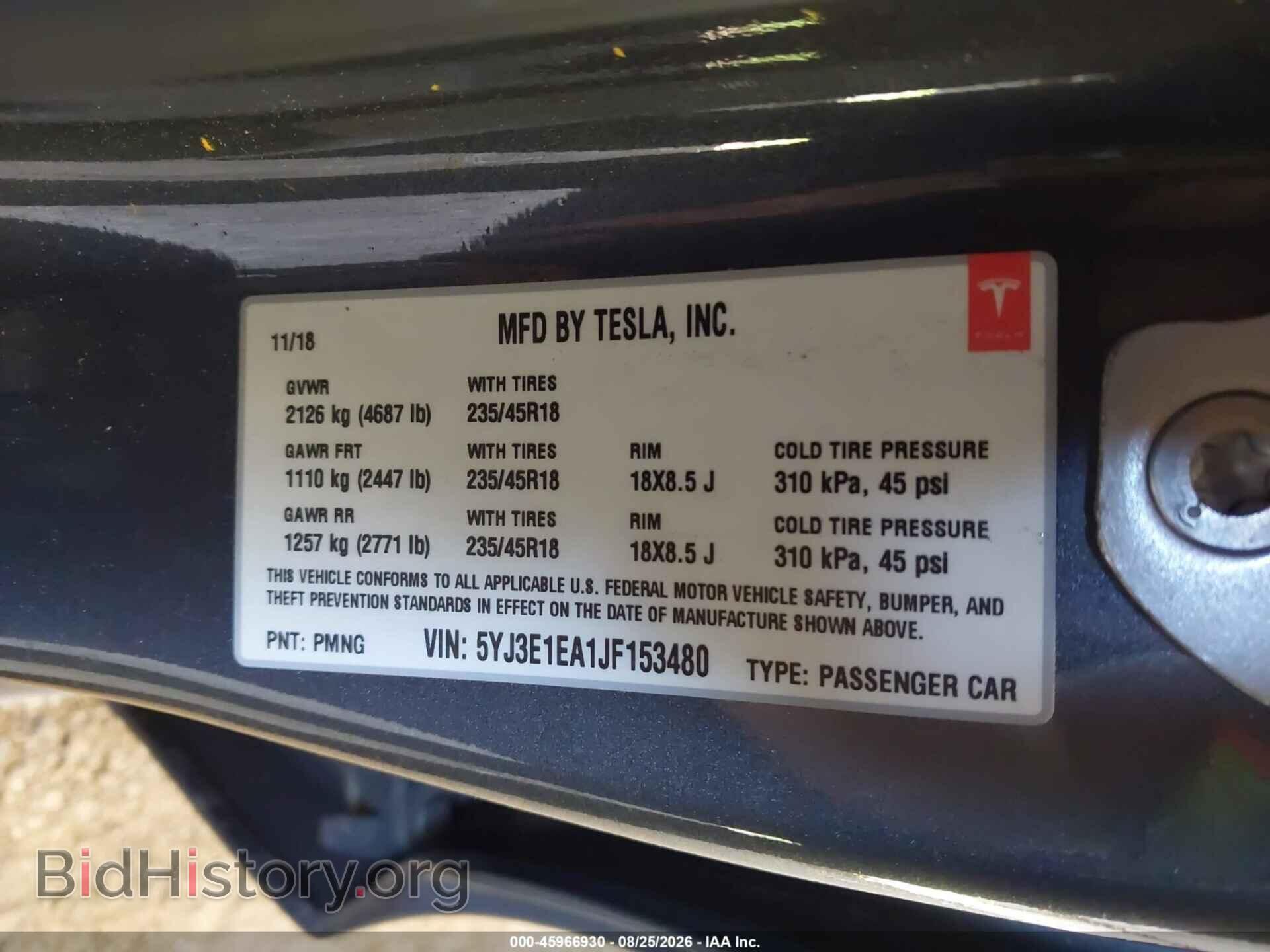 2018 TESLA MODEL 3 - VIN: 5YJ3E1EA1JF153480 - Photo 9