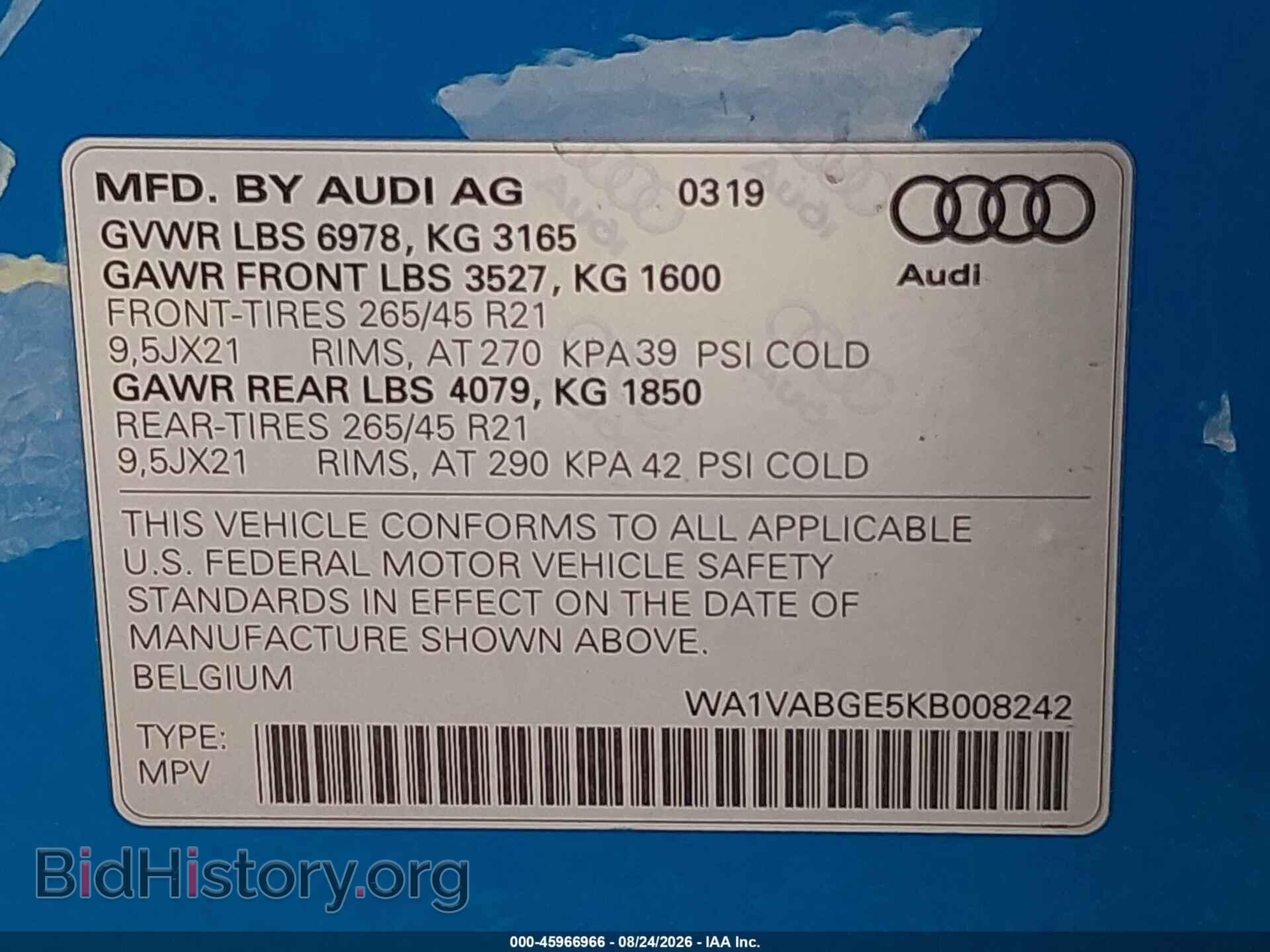 2019 AUDI E-TRON - VIN: WA1VABGE5KB008242 - Photo 9