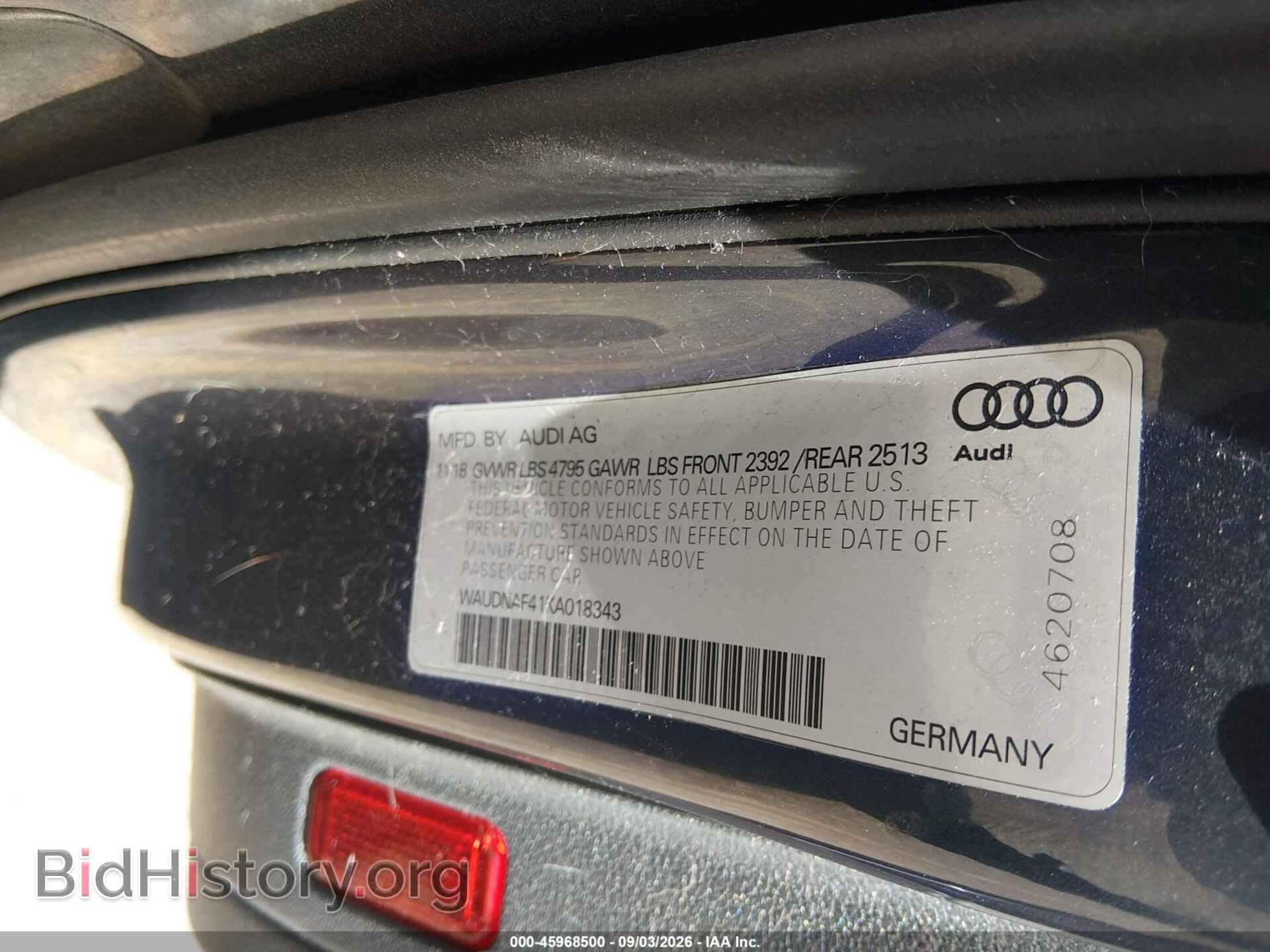 2019 AUDI A4 - VIN: WAUDNAF41KA018343 - Photo 9