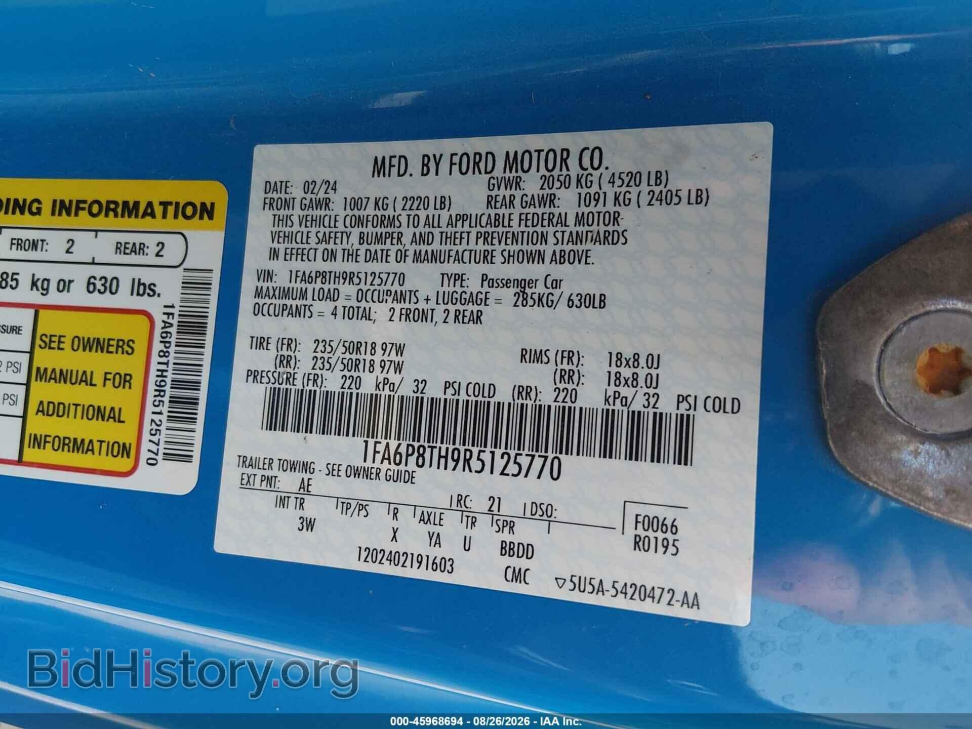 2024 FORD MUSTANG - VIN: 1FA6P8TH9R5125770 - Фото 9
