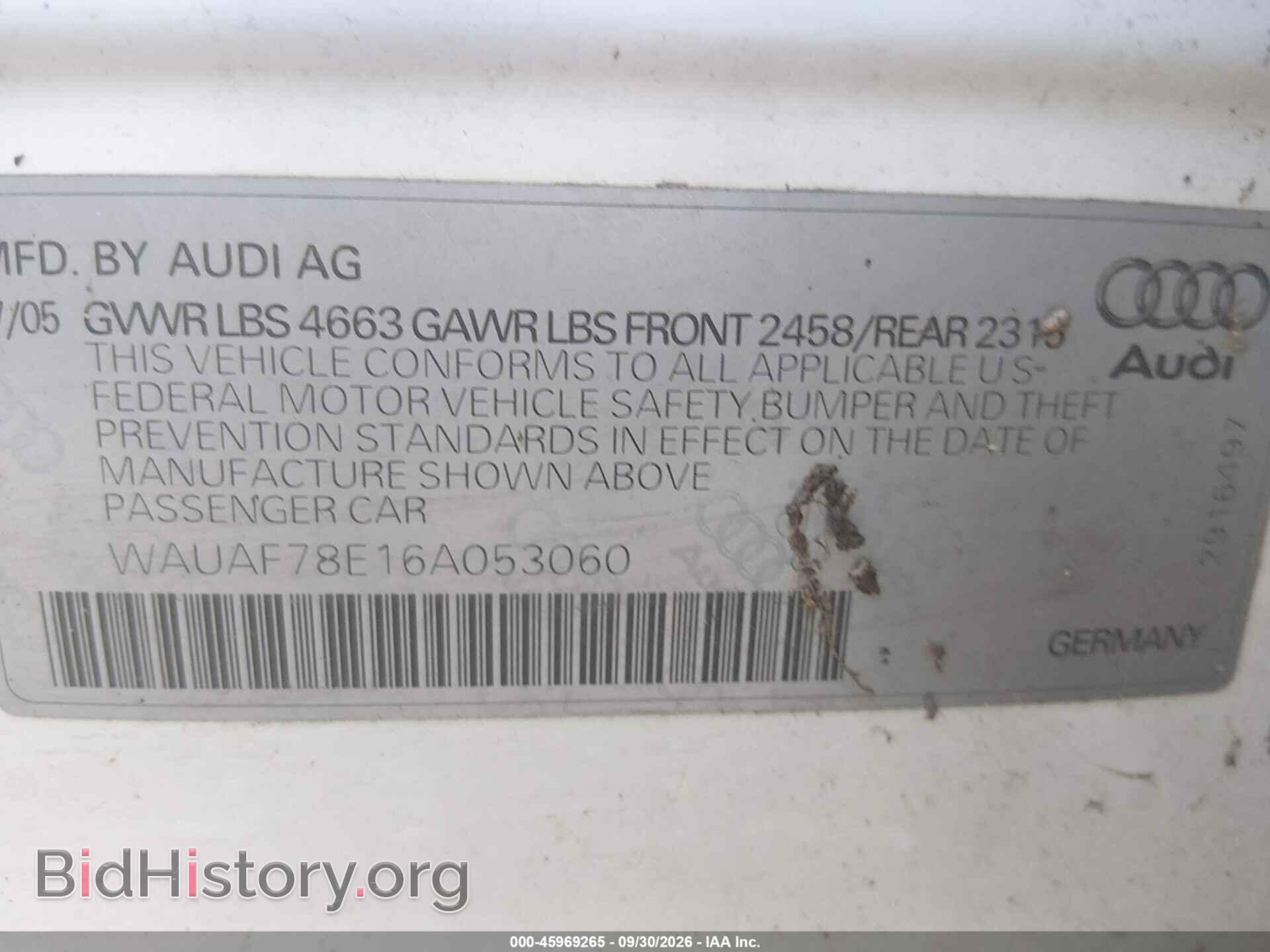 2006 AUDI A4 - VIN: WAUAF78E16A053060 - Photo 9