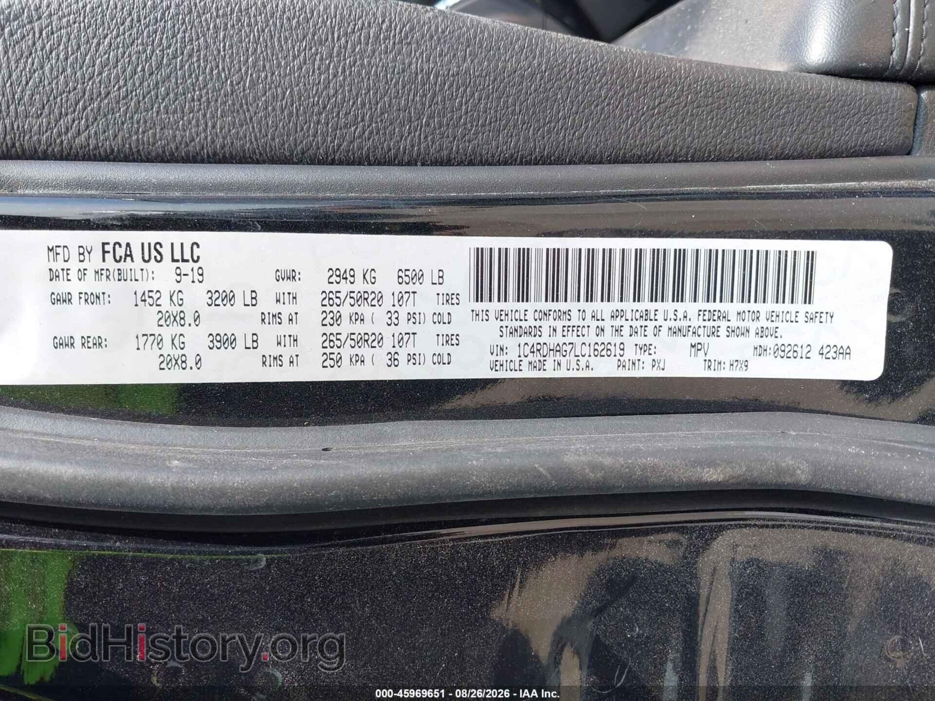 2020 DODGE DURANGO - VIN: 1C4RDHAG7LC162619 - Photo 9