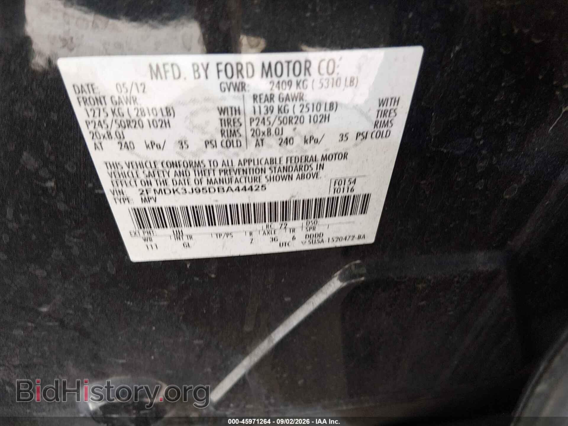 2013 FORD EDGE - VIN: 2FMDK3J95DBA44425 - Фото 9