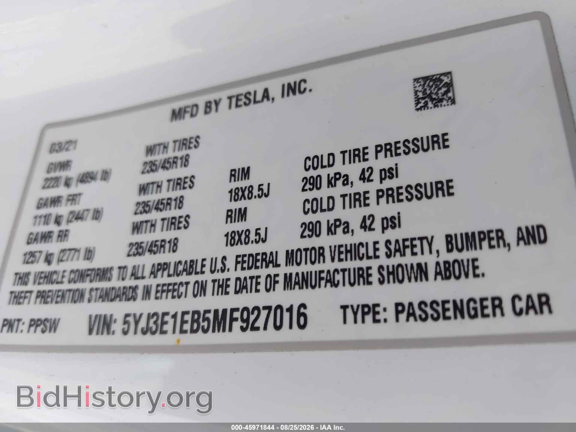 2021 TESLA MODEL 3 - VIN: 5YJ3E1EB5MF927016 - Photo 9