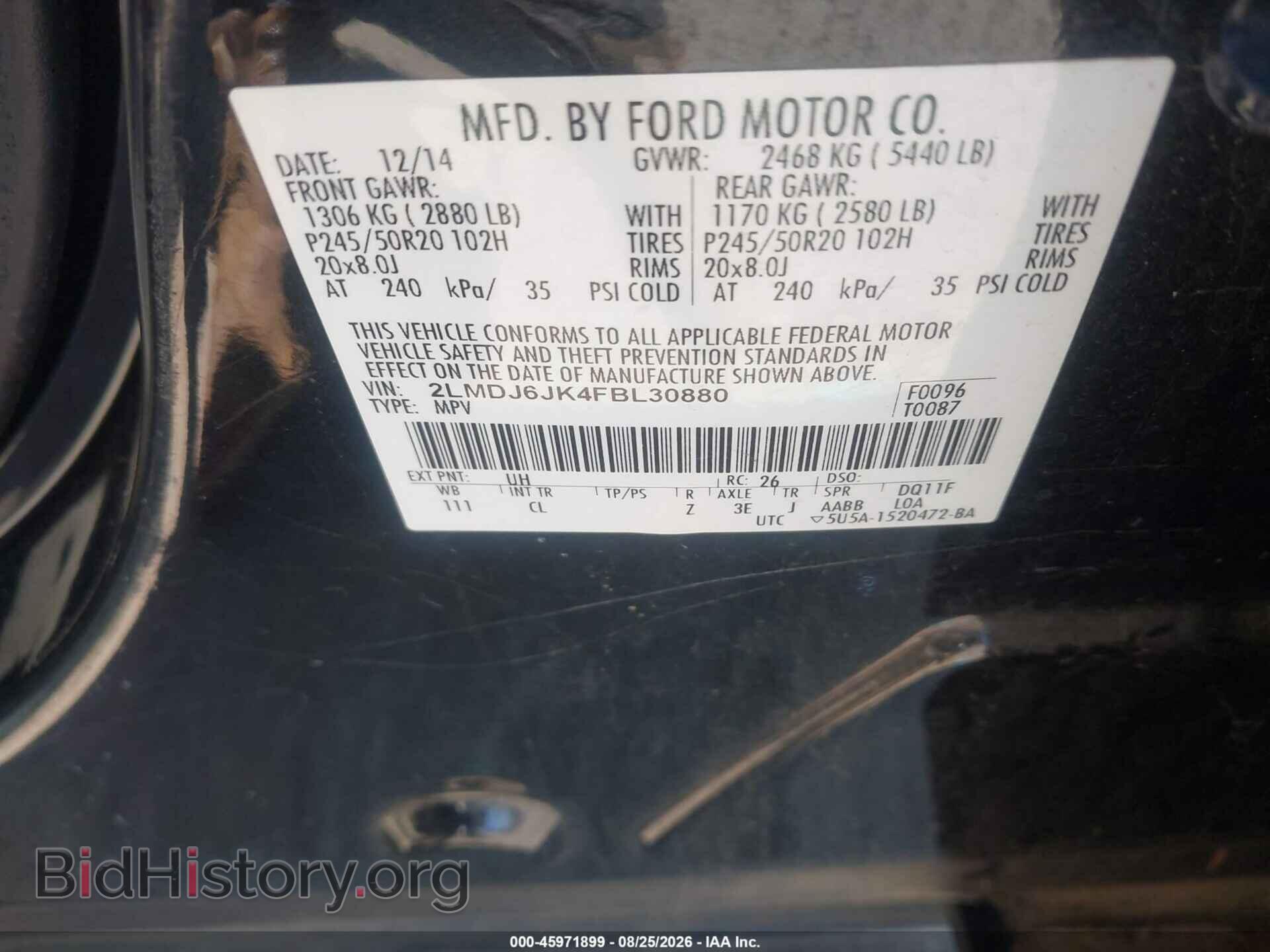 2015 LINCOLN MKX - VIN: 2LMDJ6JK4FBL30880 - Photo 9