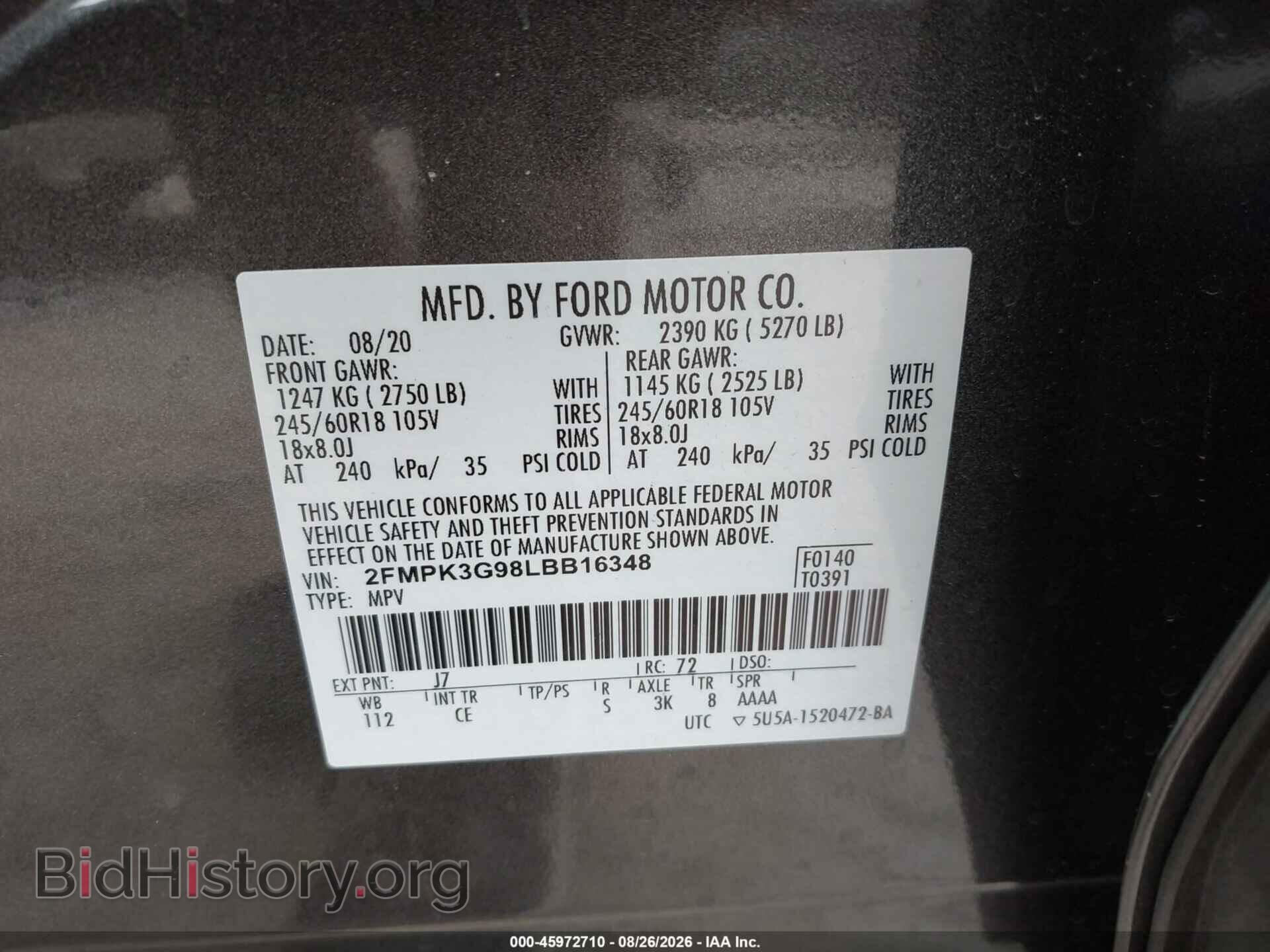 2020 FORD EDGE - VIN: 2FMPK3G98LBB16348 - Photo 9