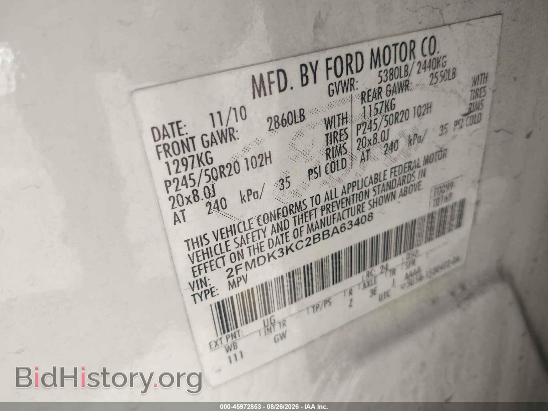 2011 FORD EDGE - VIN: 2FMDK3KC2BBA63408 - Photo 9