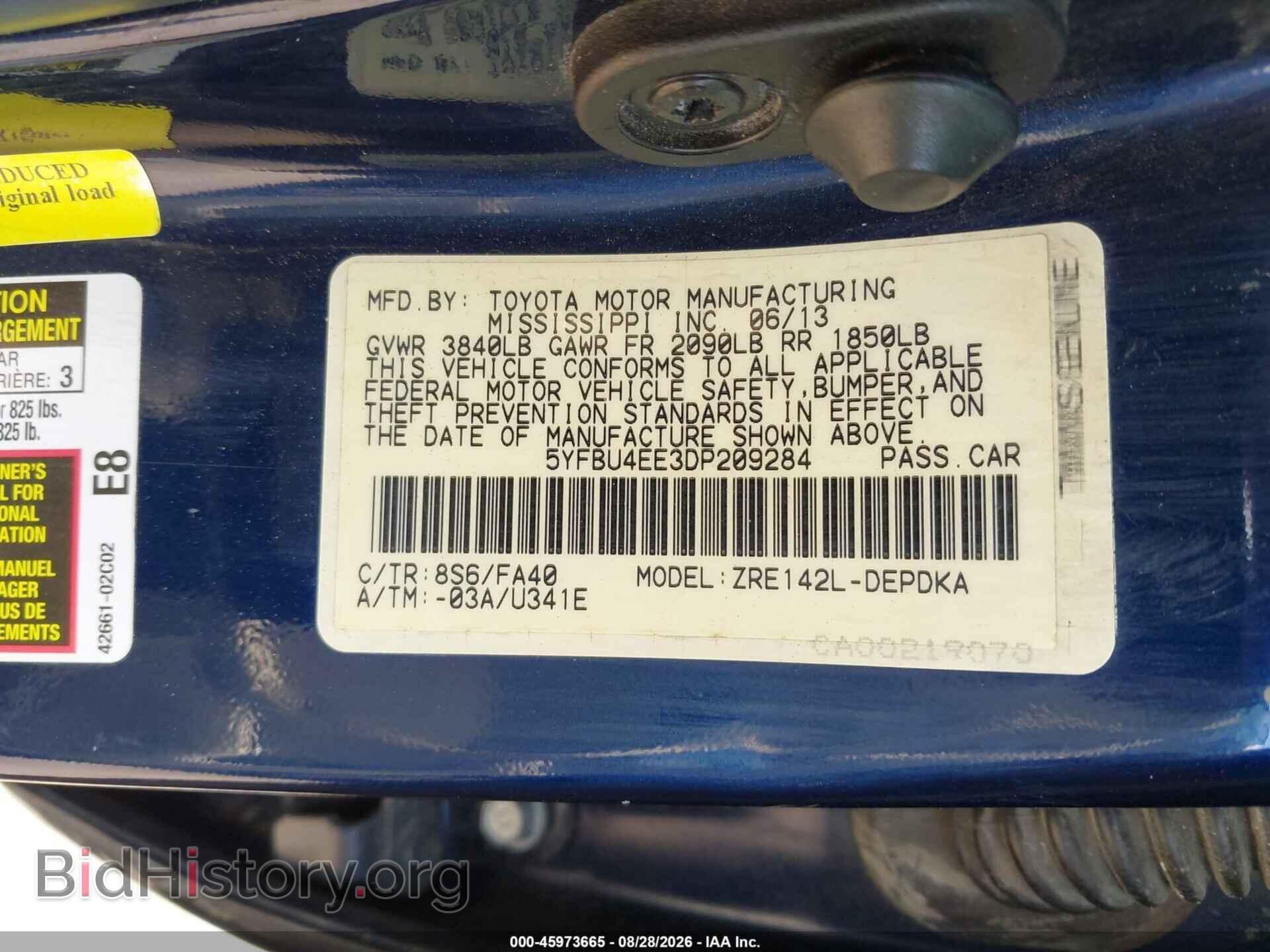 2013 TOYOTA COROLLA - VIN: 5YFBU4EE3DP209284 - Фото 9