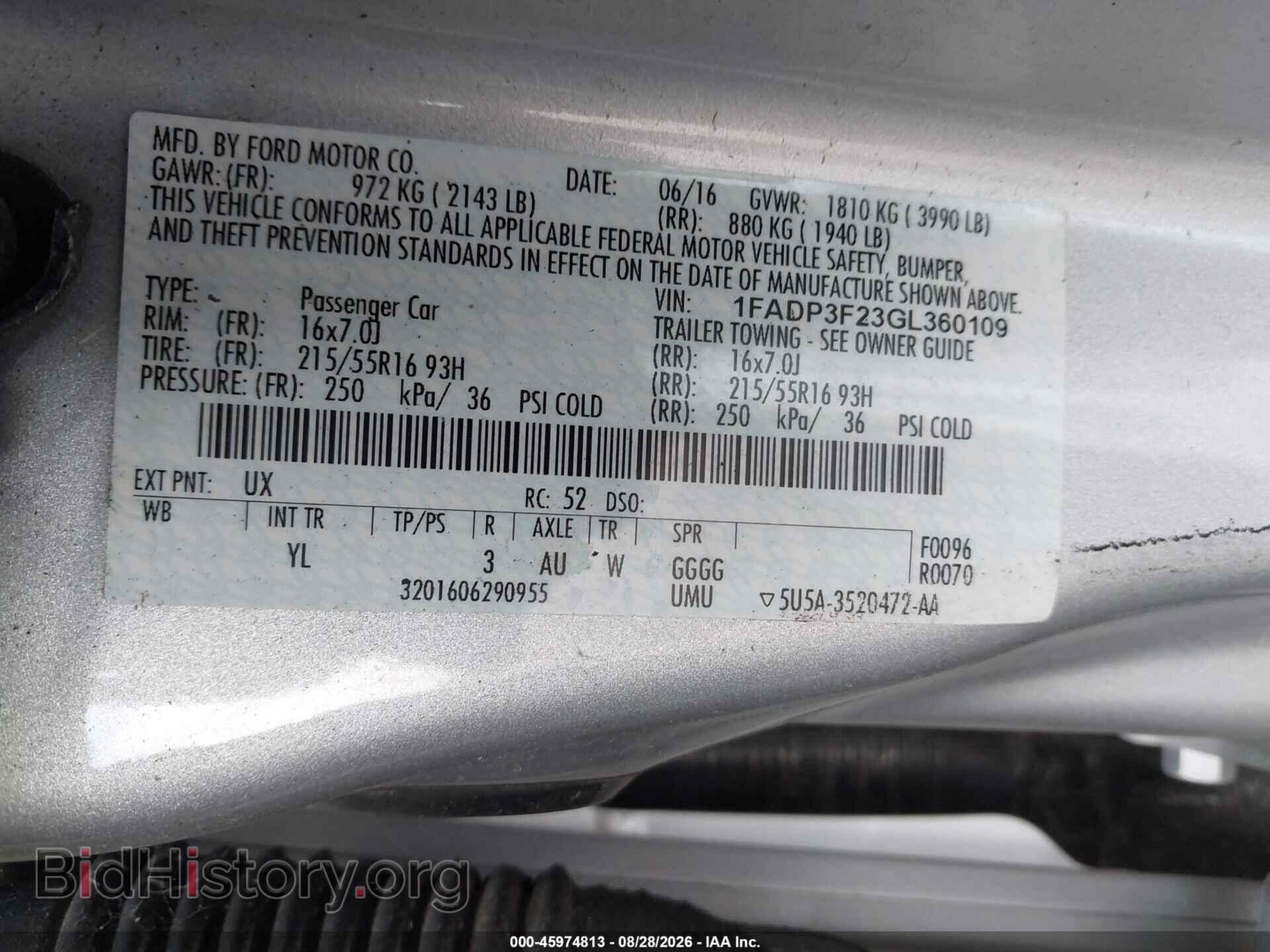 2016 FORD FOCUS - VIN: 1FADP3F23GL360109 - Фото 9