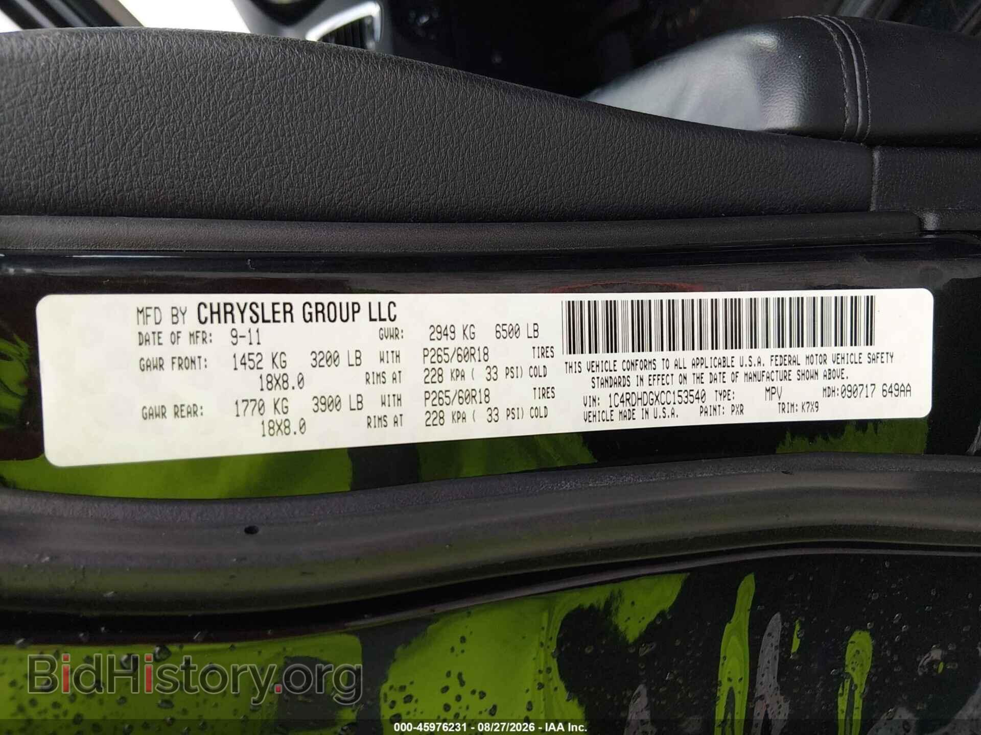 2012 DODGE DURANGO - VIN: 1C4RDHDGXCC153540 - Фото 9