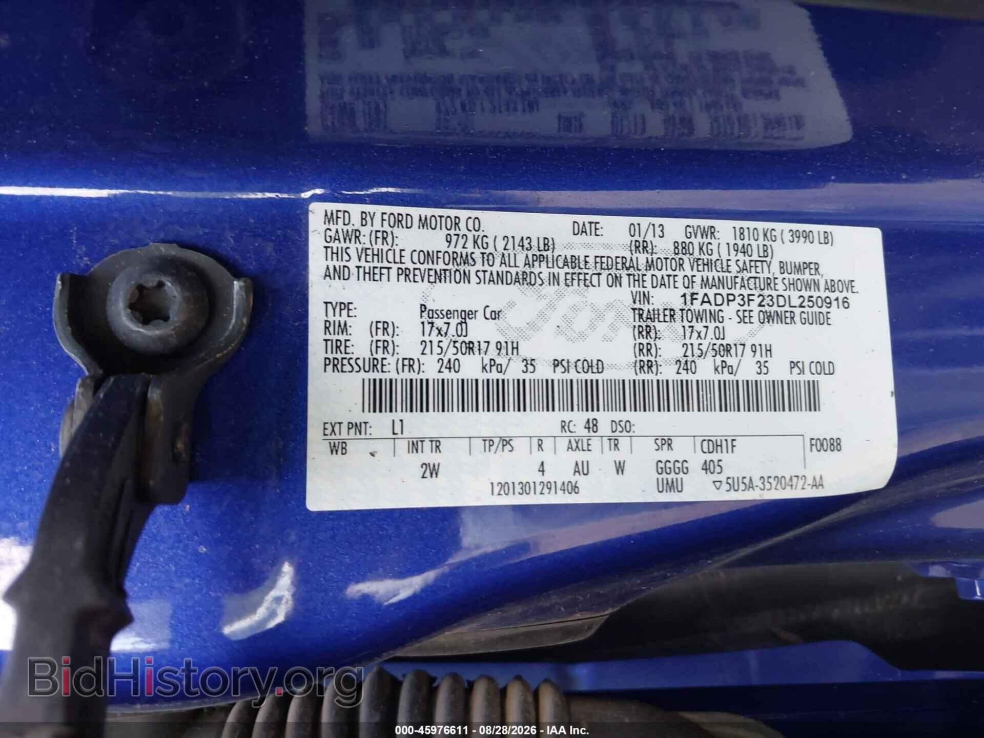 2013 FORD FOCUS - VIN: 1FADP3F23DL250916 - Фото 9