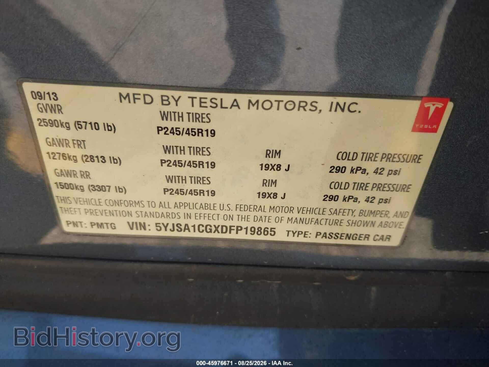 2013 TESLA MODEL S - VIN: 5YJSA1CGXDFP19865 - Photo 9