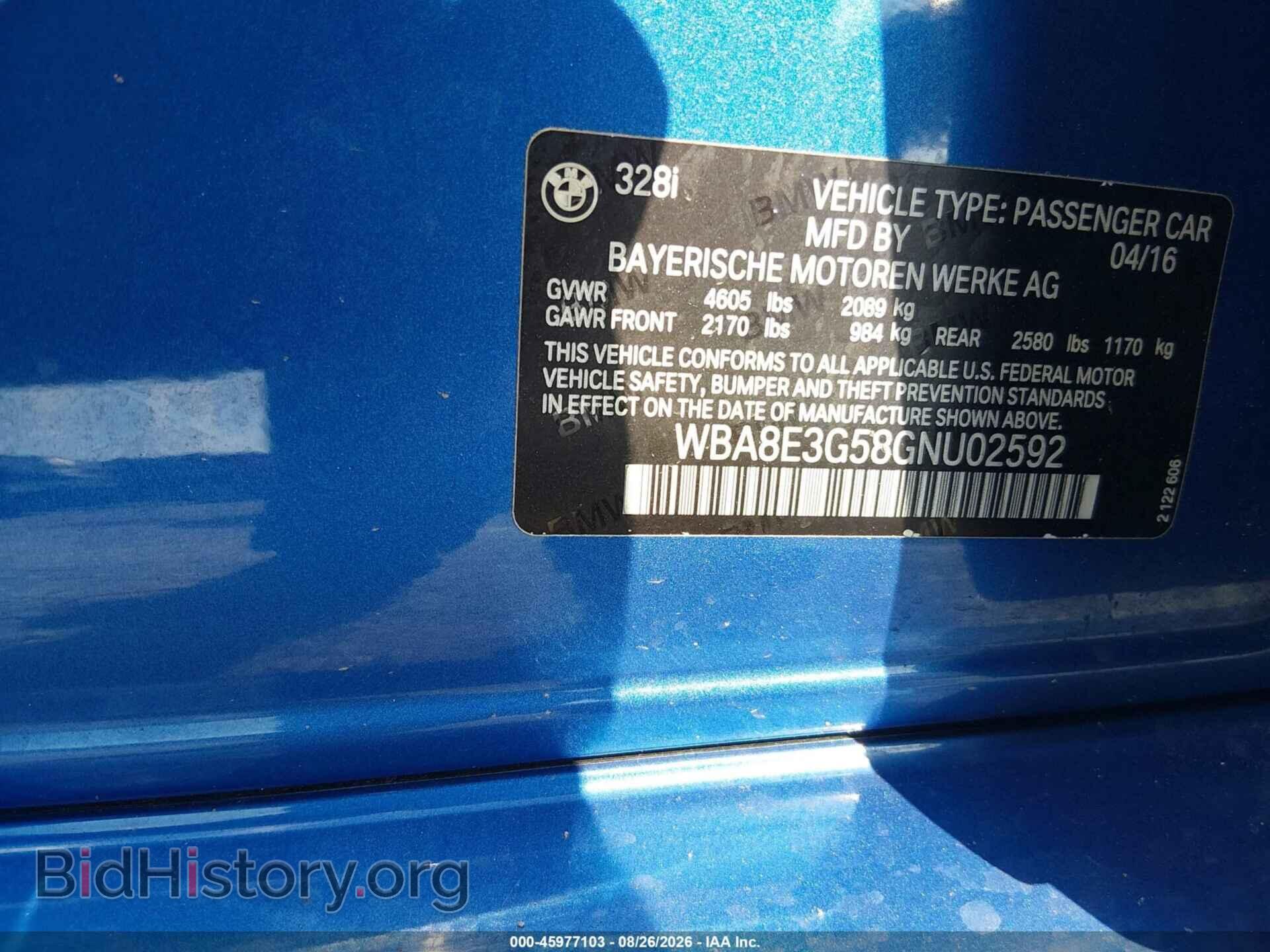 2016 BMW 328I - VIN: WBA8E3G58GNU02592 - Фото 9