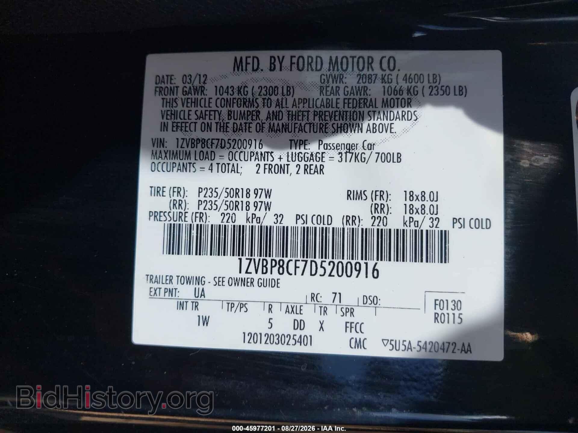 2013 FORD MUSTANG - VIN: 1ZVBP8CF7D5200916 - Photo 9
