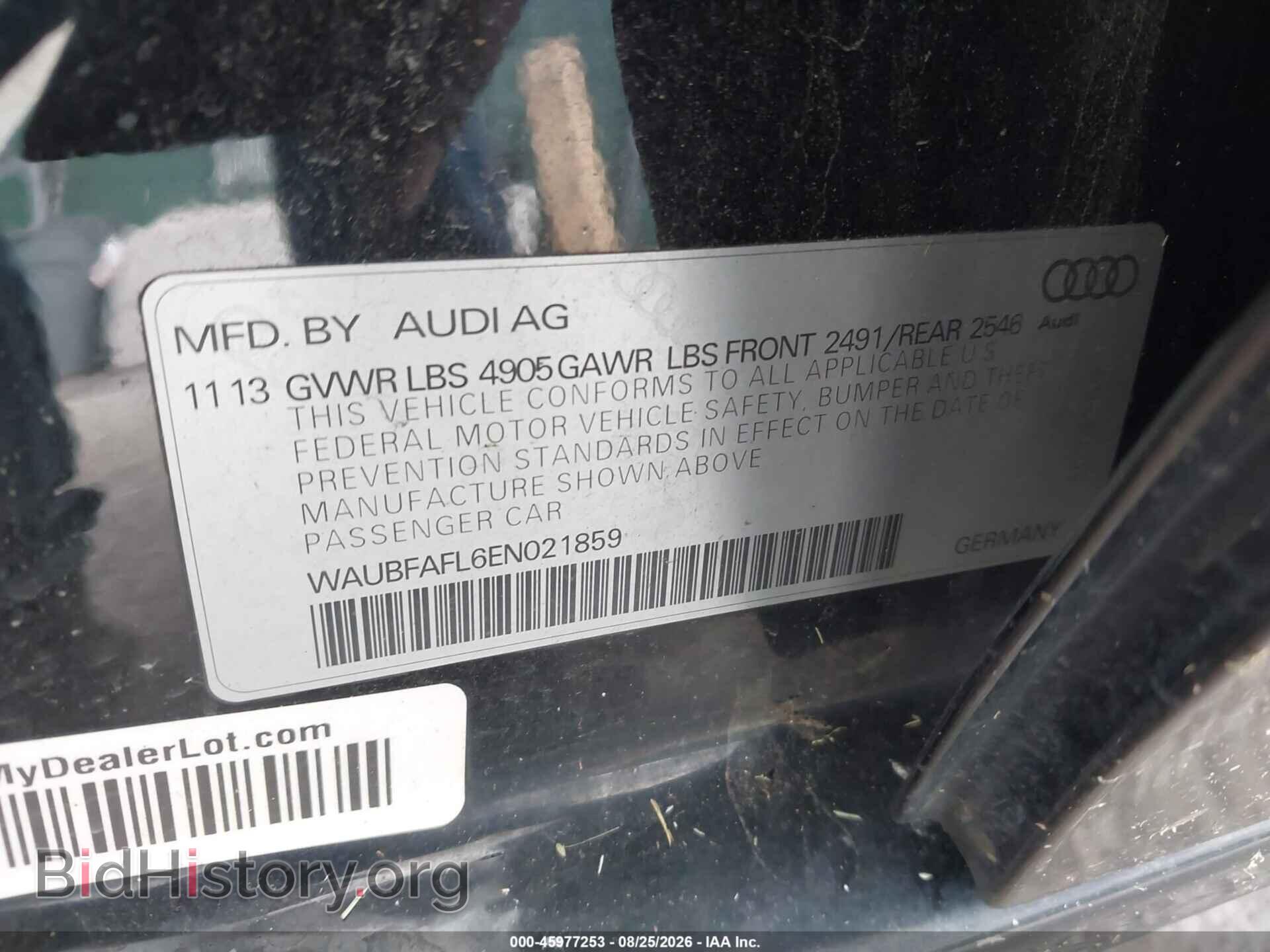 2014 AUDI A4 - VIN: WAUBFAFL6EN021859 - Фото 9