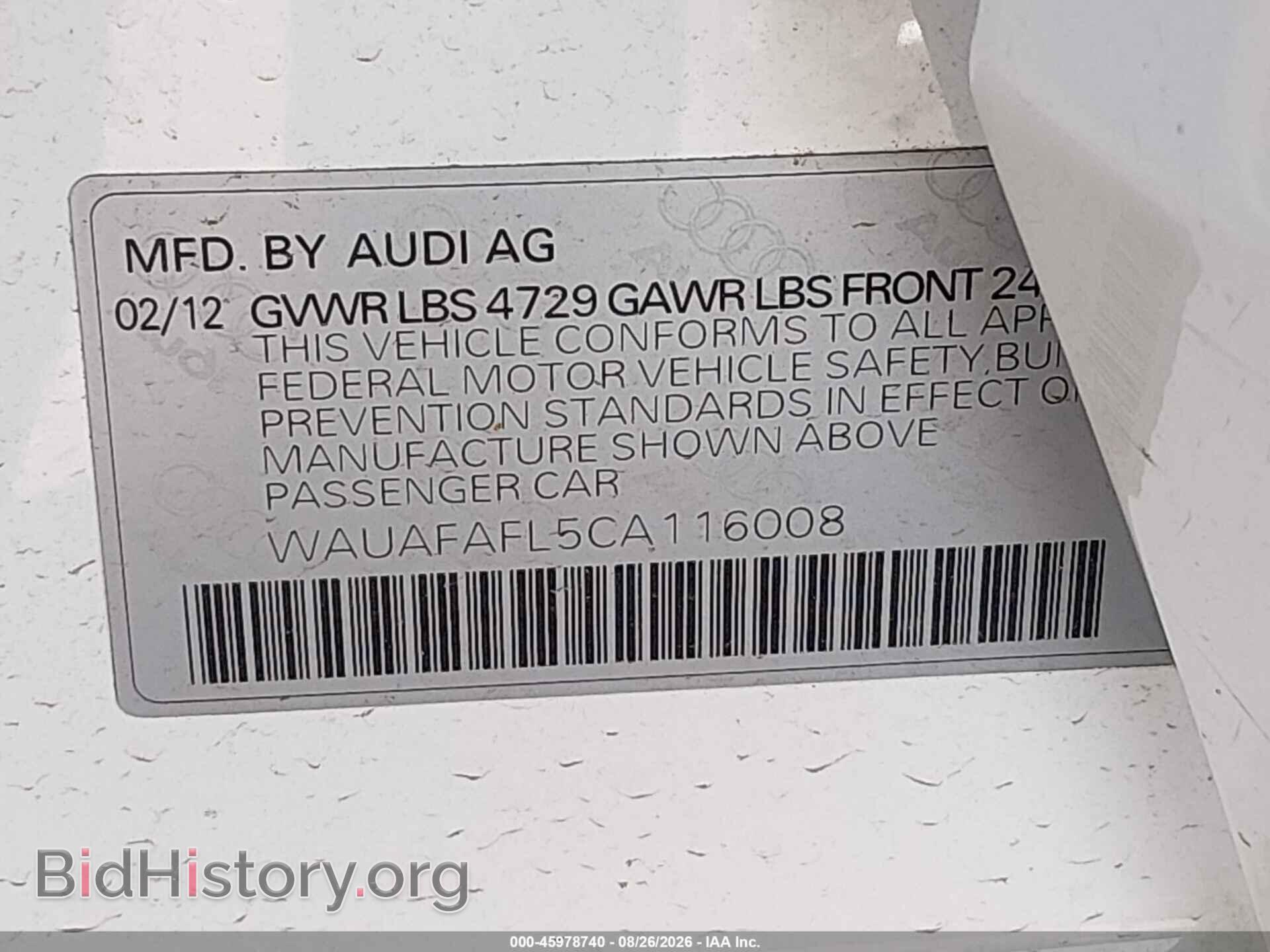 2012 AUDI A4 - VIN: WAUAFAFL5CA116008 - Photo 9