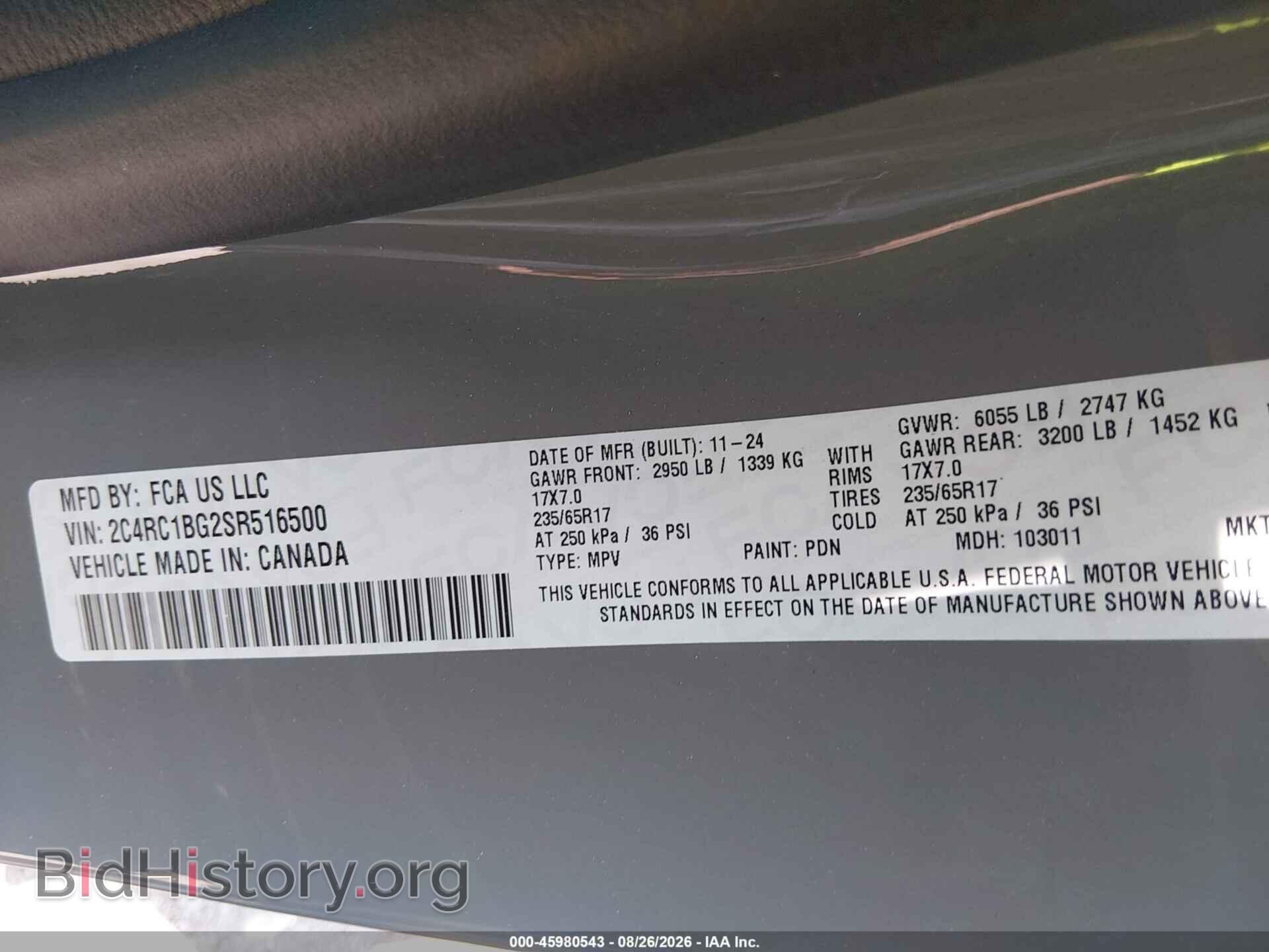 2025 CHRYSLER PACIFICA - VIN: 2C4RC1BG2SR516500 - Photo 9
