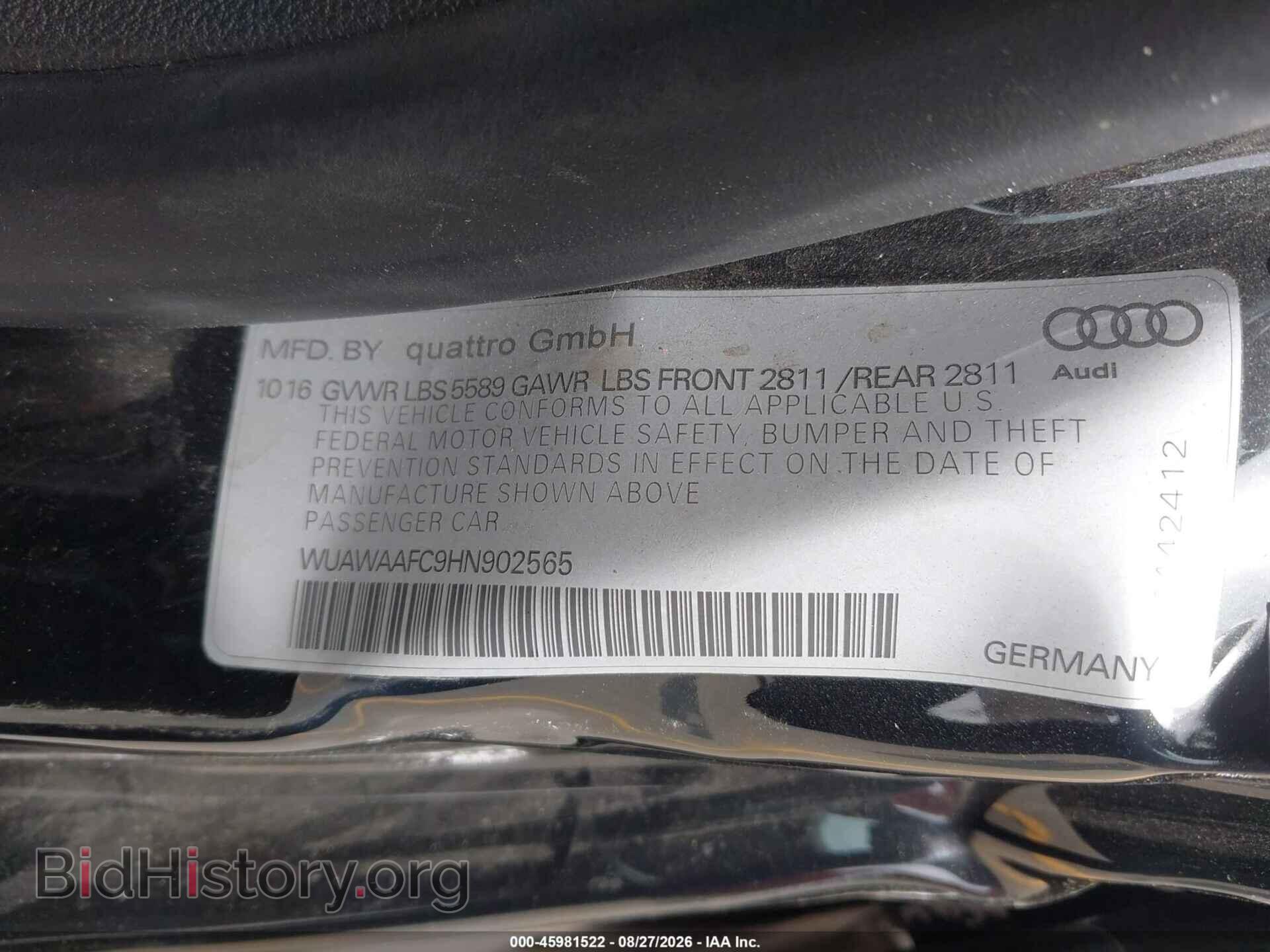 2017 AUDI RS 7 - VIN: WUAWAAFC9HN902565 - Фото 9