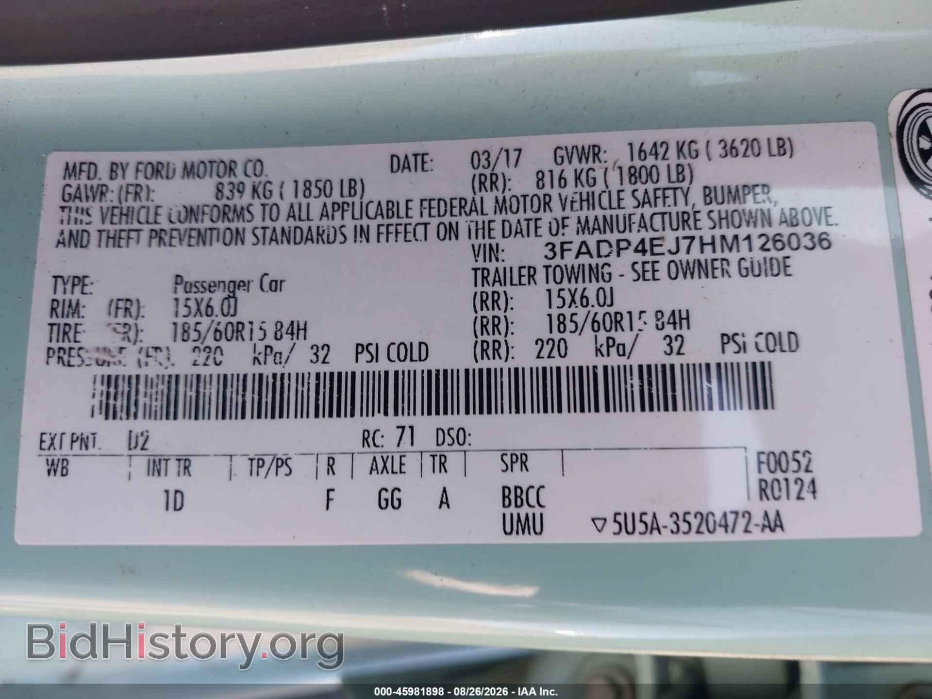 2017 FORD FIESTA - VIN: 3FADP4EJ7HM126036 - Фото 9