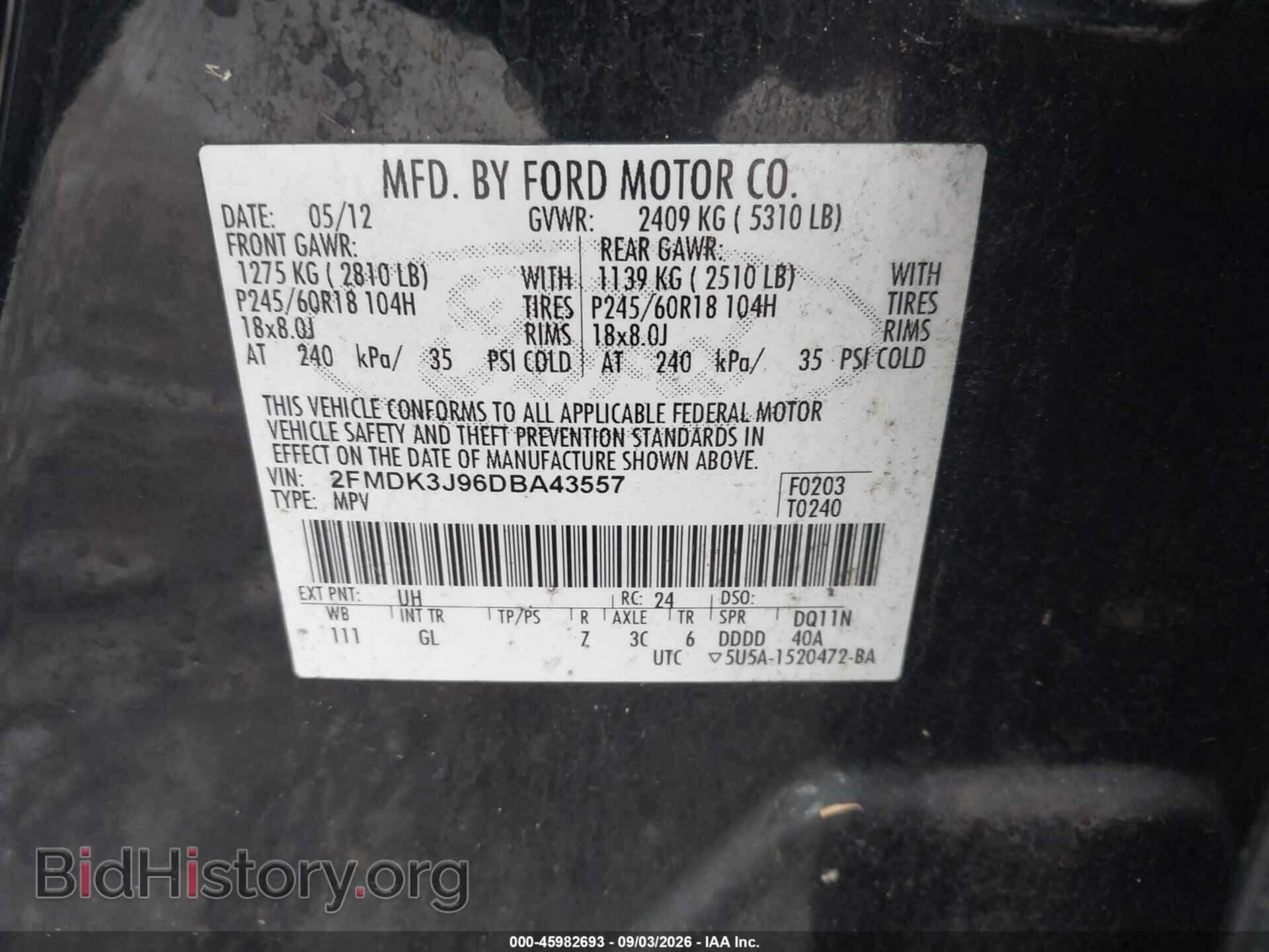 2013 FORD EDGE - VIN: 2FMDK3J96DBA43557 - Фото 9