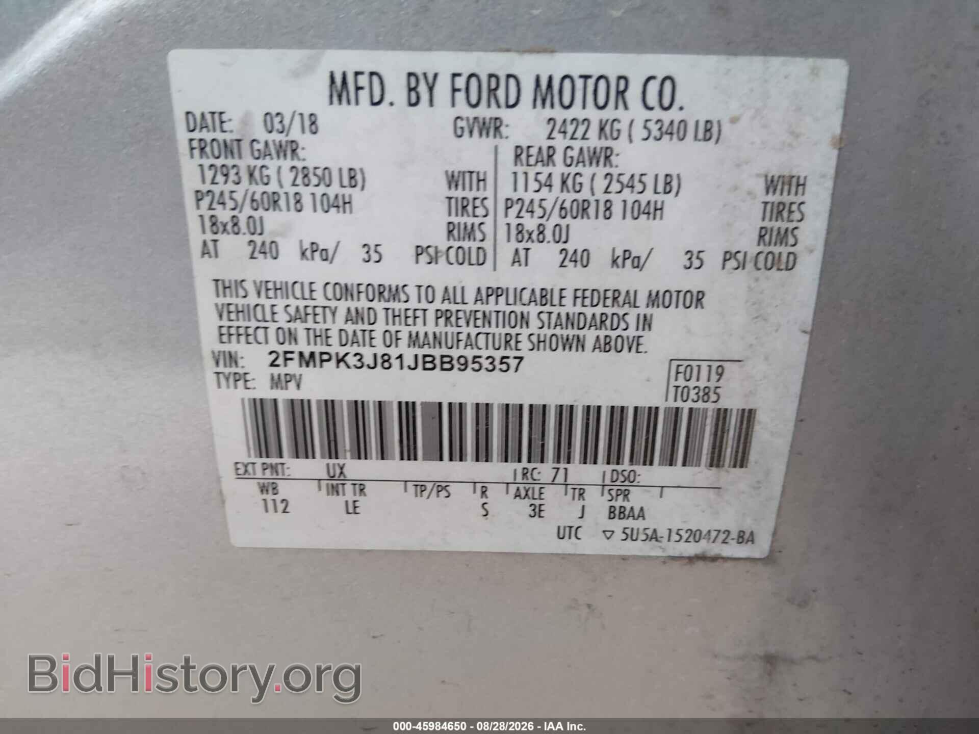 2018 FORD EDGE - VIN: 2FMPK3J81JBB95357 - Photo 9