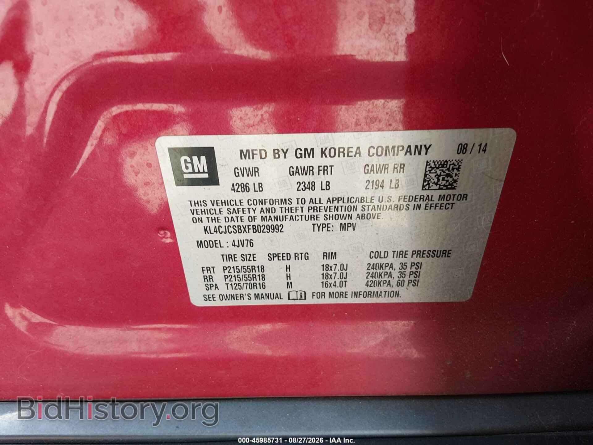 2015 BUICK ENCORE - VIN: KL4CJCSBXFB029992 - Photo 9