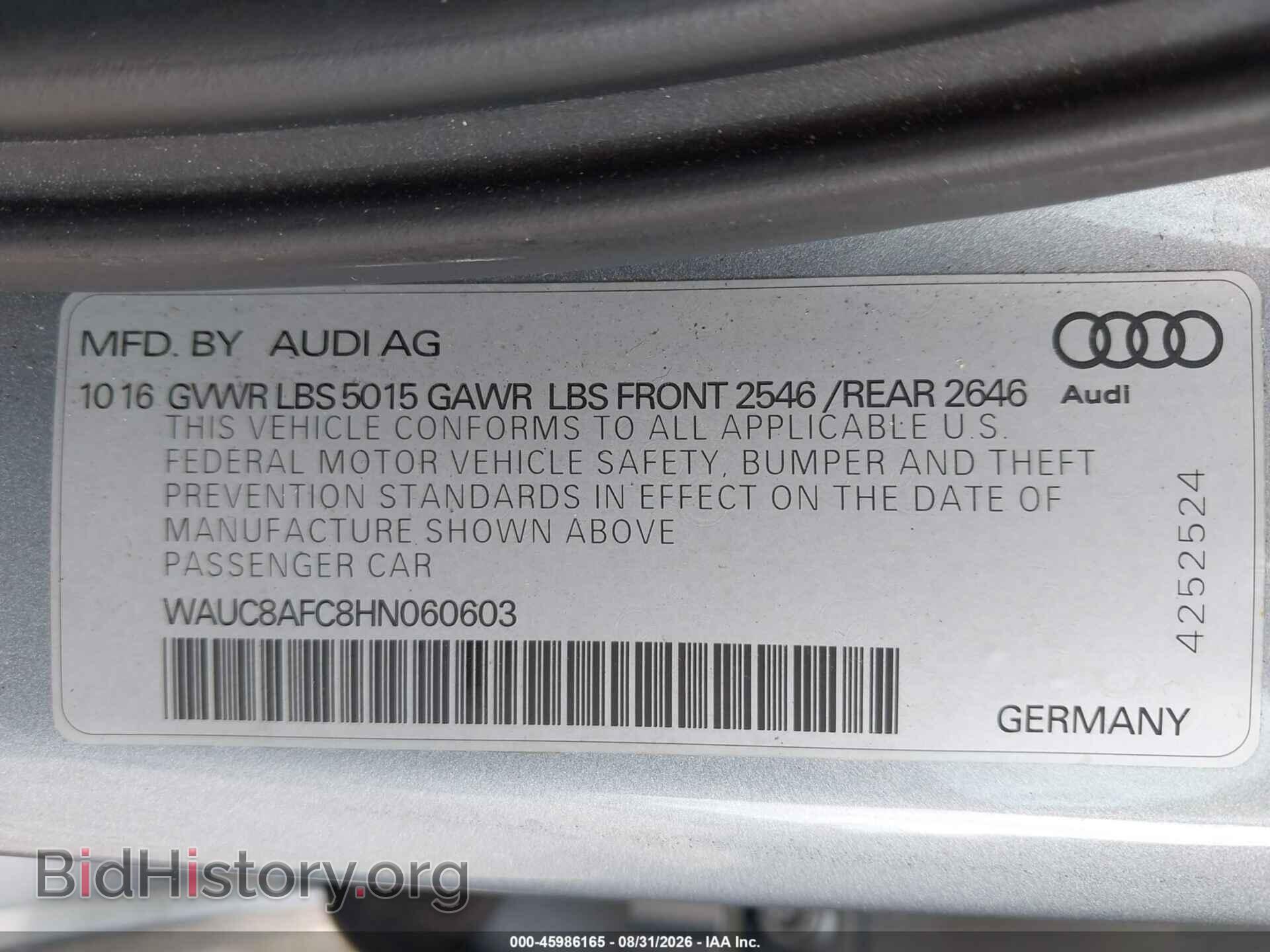 2017 AUDI A6 - VIN: WAUC8AFC8HN060603 - Photo 9