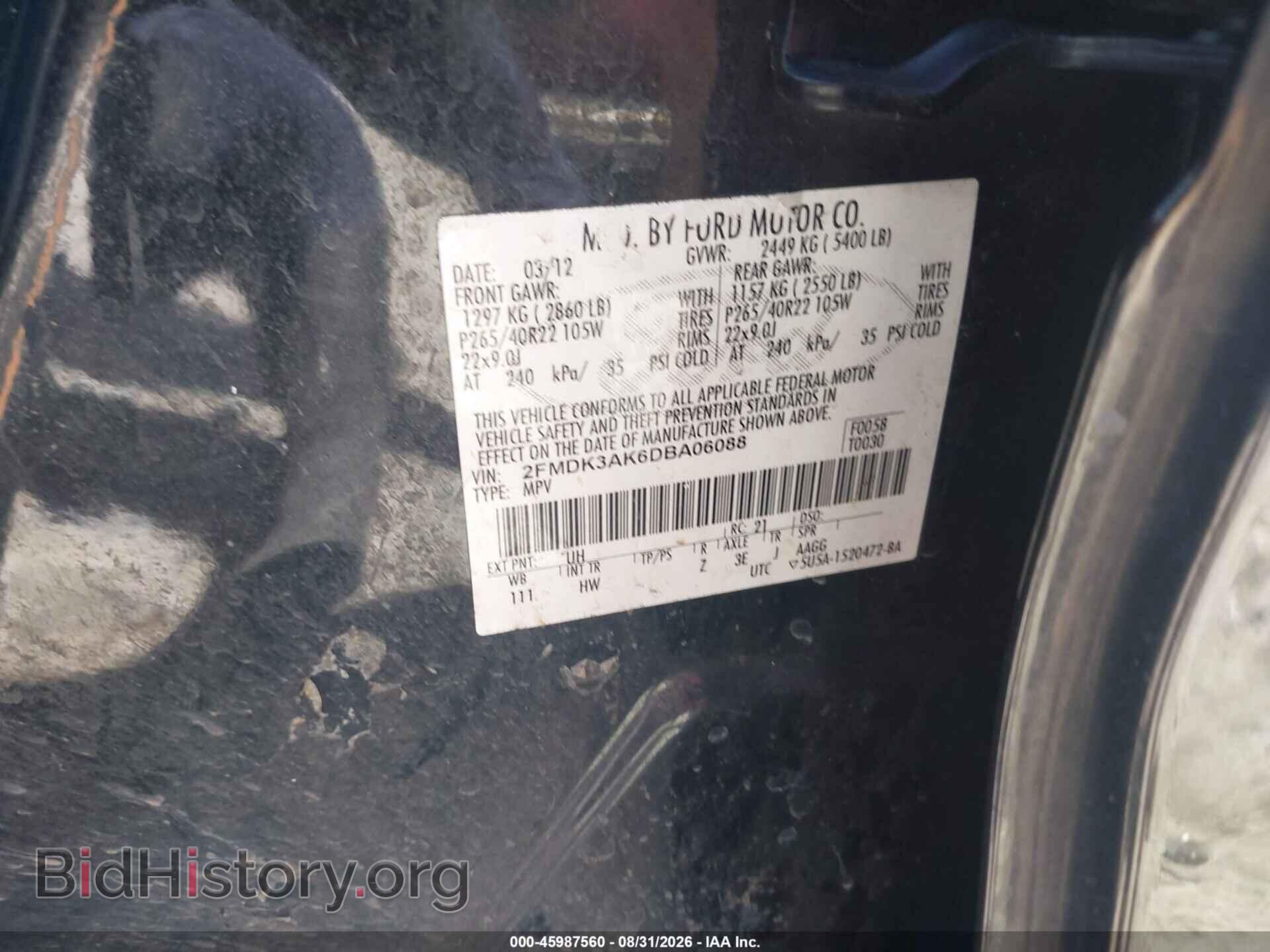 2013 FORD EDGE - VIN: 2FMDK3AK6DBA06088 - Фото 9