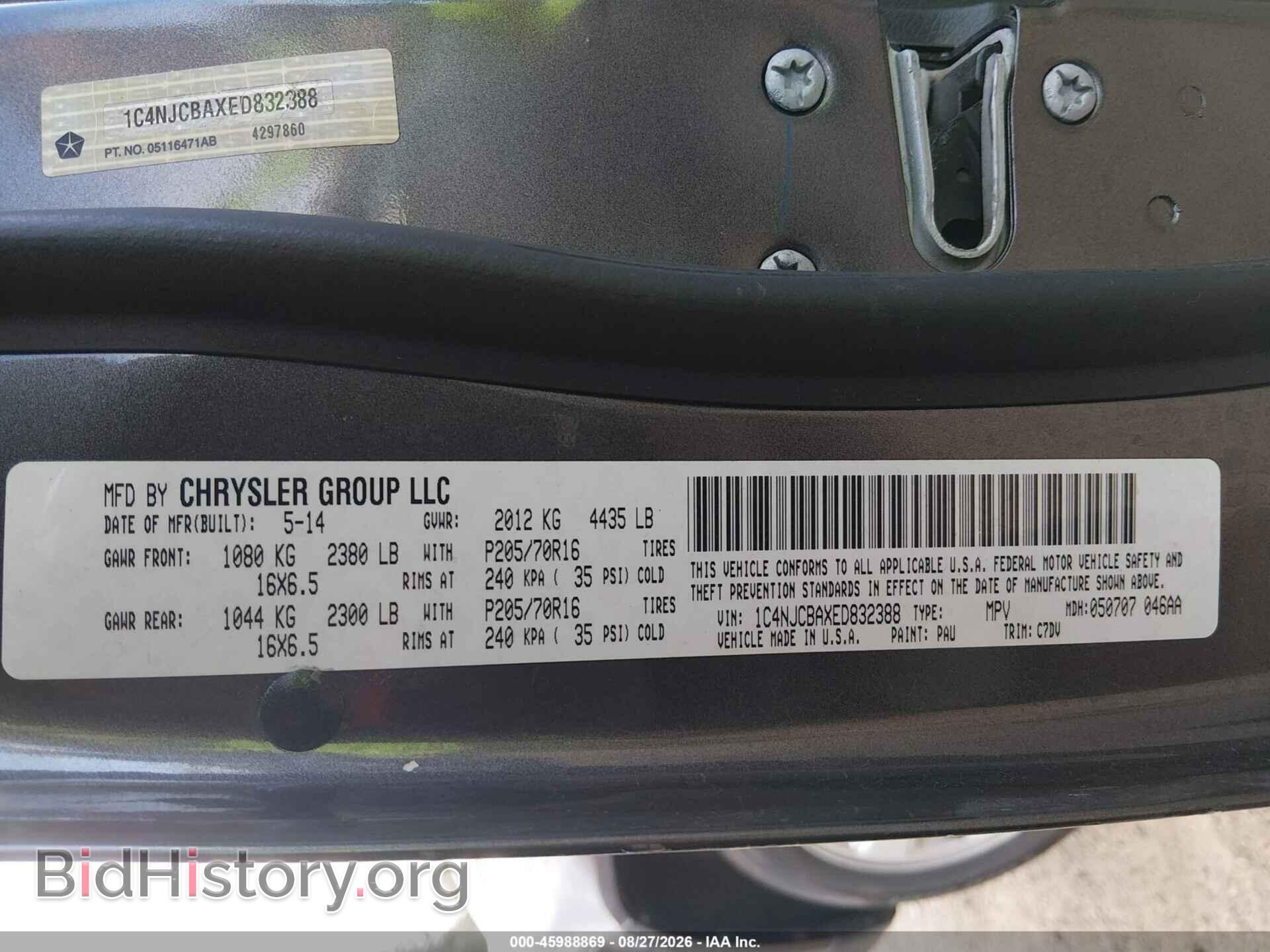 2014 JEEP COMPASS - VIN: 1C4NJCBAXED832388 - Photo 9