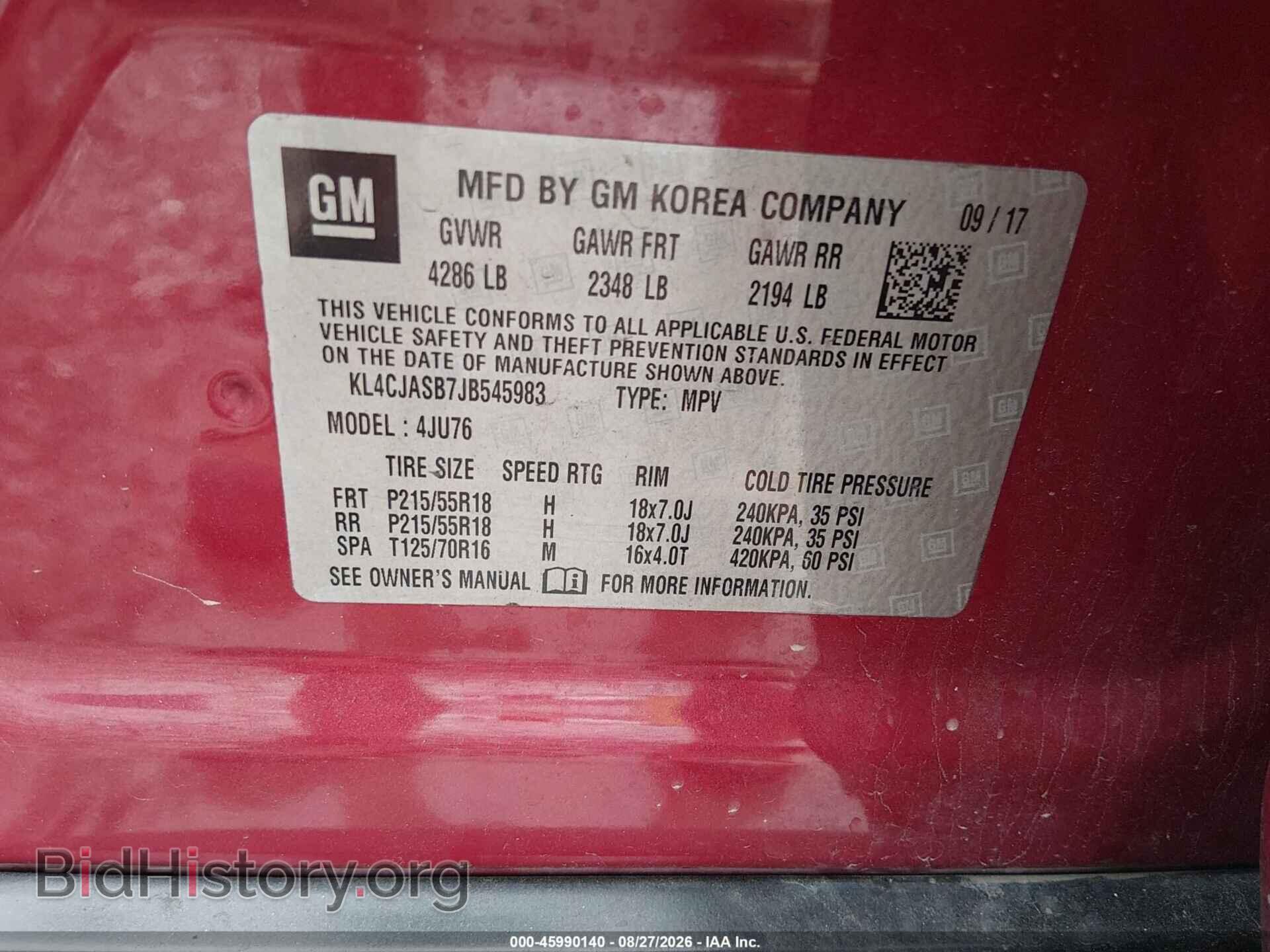 2018 BUICK ENCORE - VIN: KL4CJASB7JB545983 - Photo 9