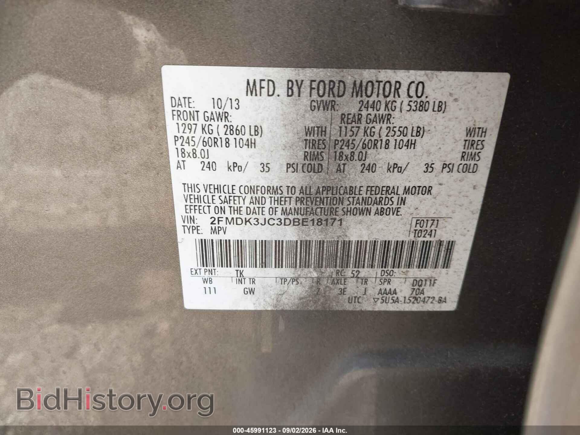 2013 FORD EDGE - VIN: 2FMDK3JC3DBE18171 - Photo 9