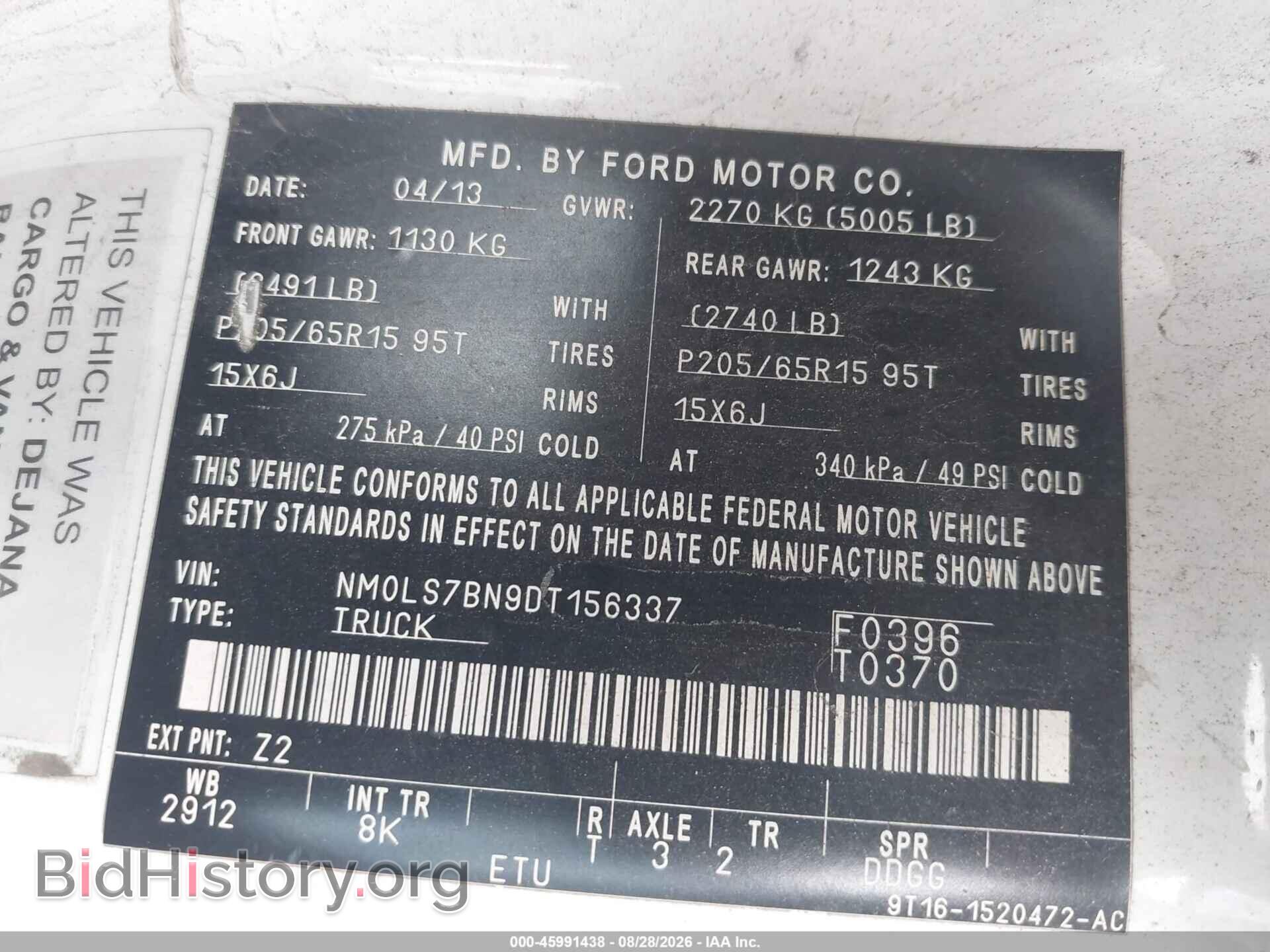 2013 FORD TRANSIT CONNECT - VIN: NM0LS7BN9DT156337 - Photo 9