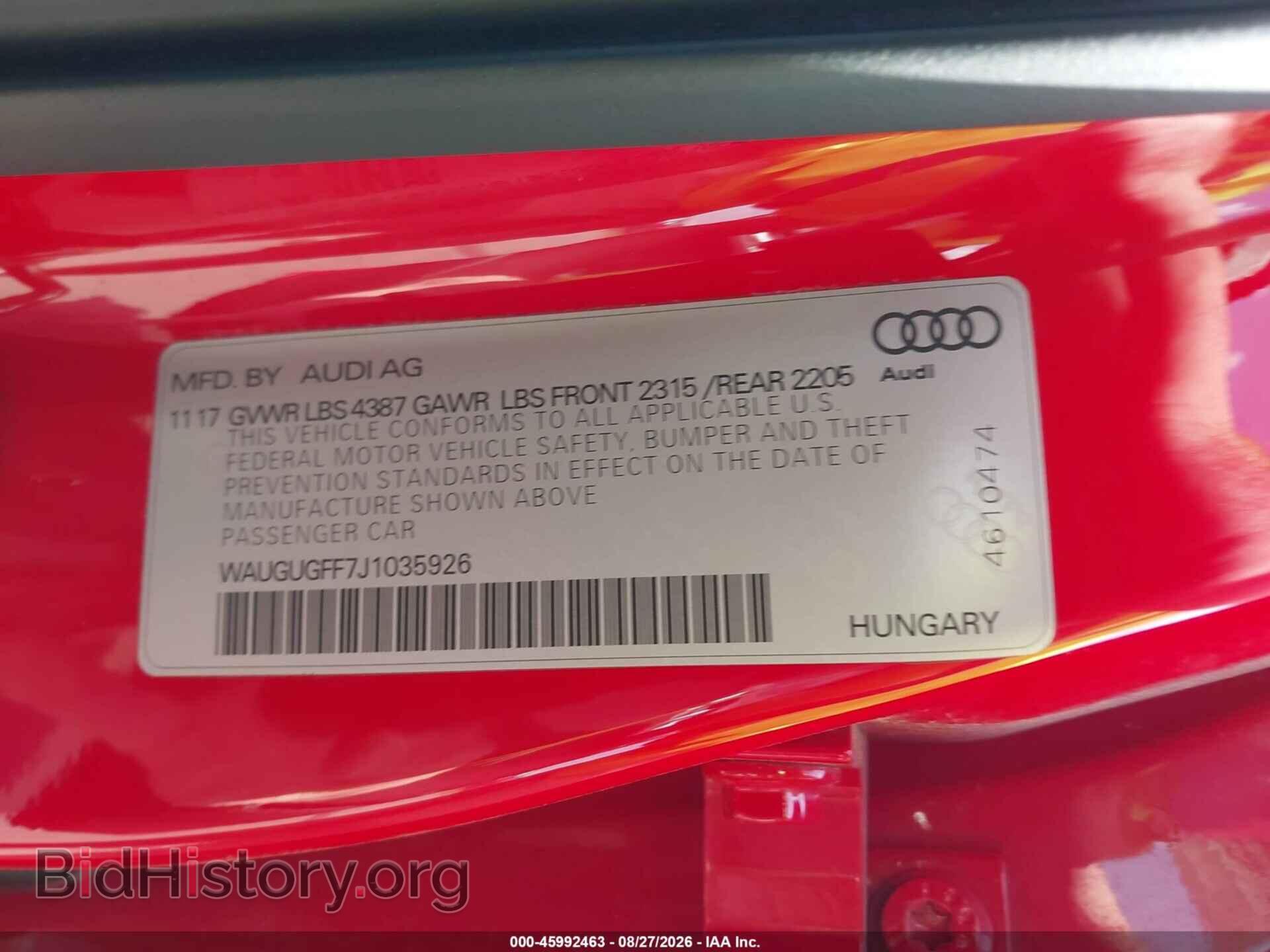 2018 AUDI A3 - VIN: WAUGUGFF7J1035926 - Фото 9