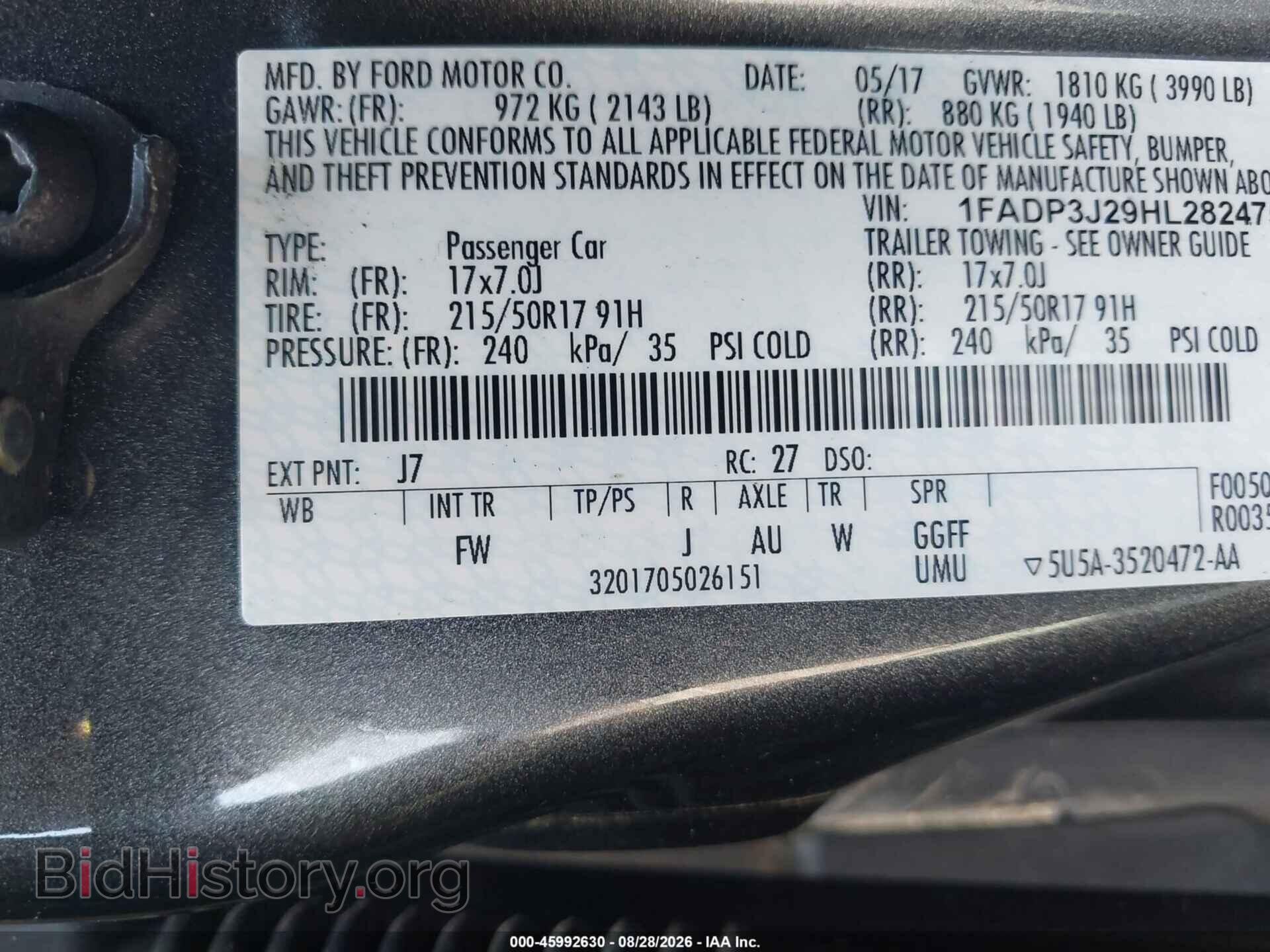2017 FORD FOCUS - VIN: 1FADP3J29HL282475 - Photo 9