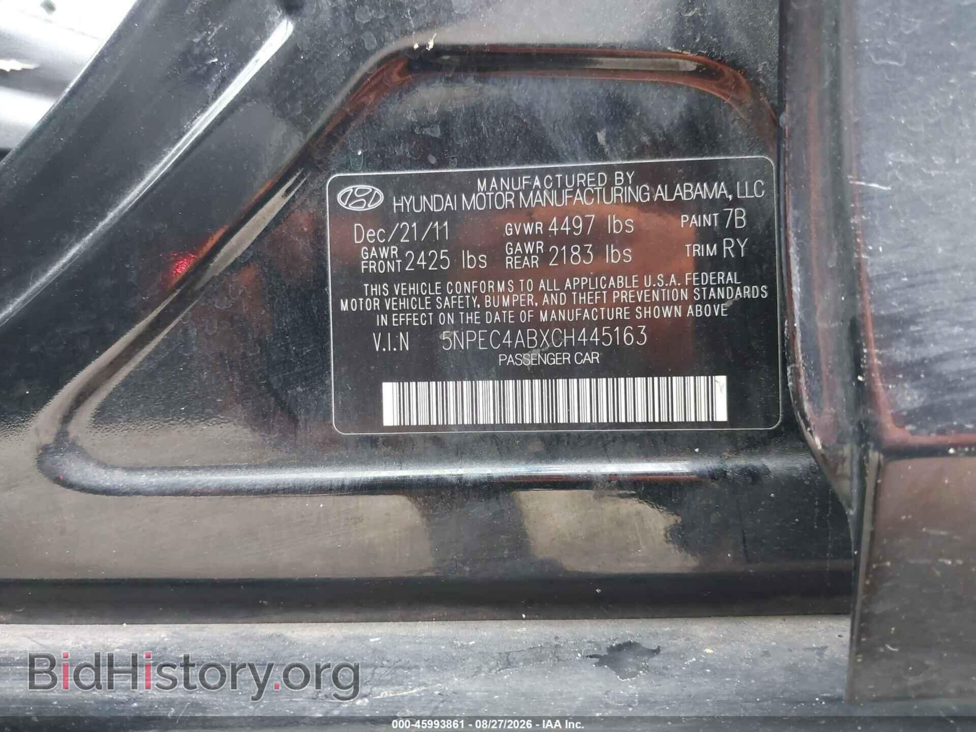 2012 HYUNDAI SONATA - VIN: 5NPEC4ABXCH445163 - Photo 9
