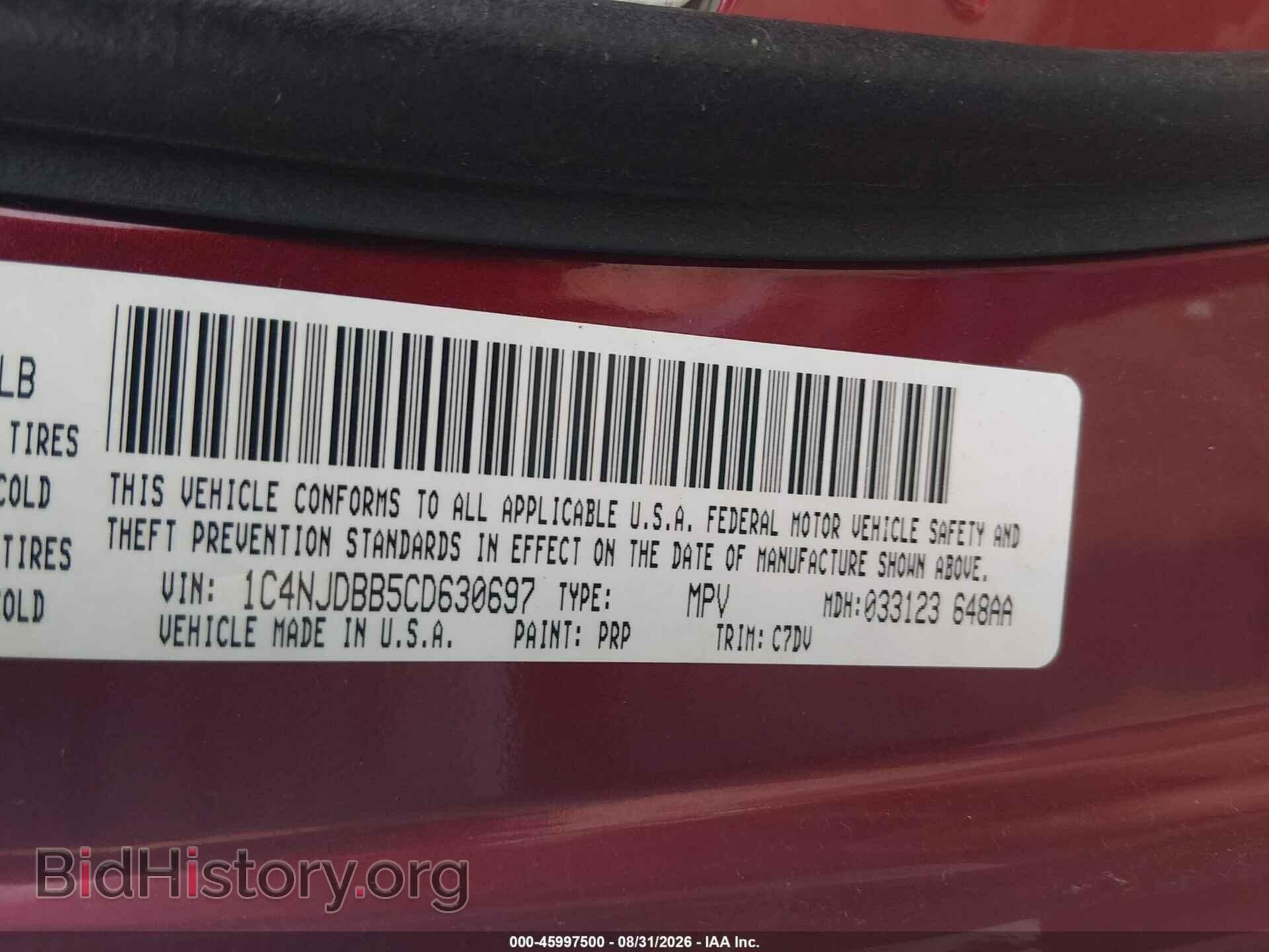 2012 JEEP COMPASS - VIN: 1C4NJDBB5CD630697 - Photo 9