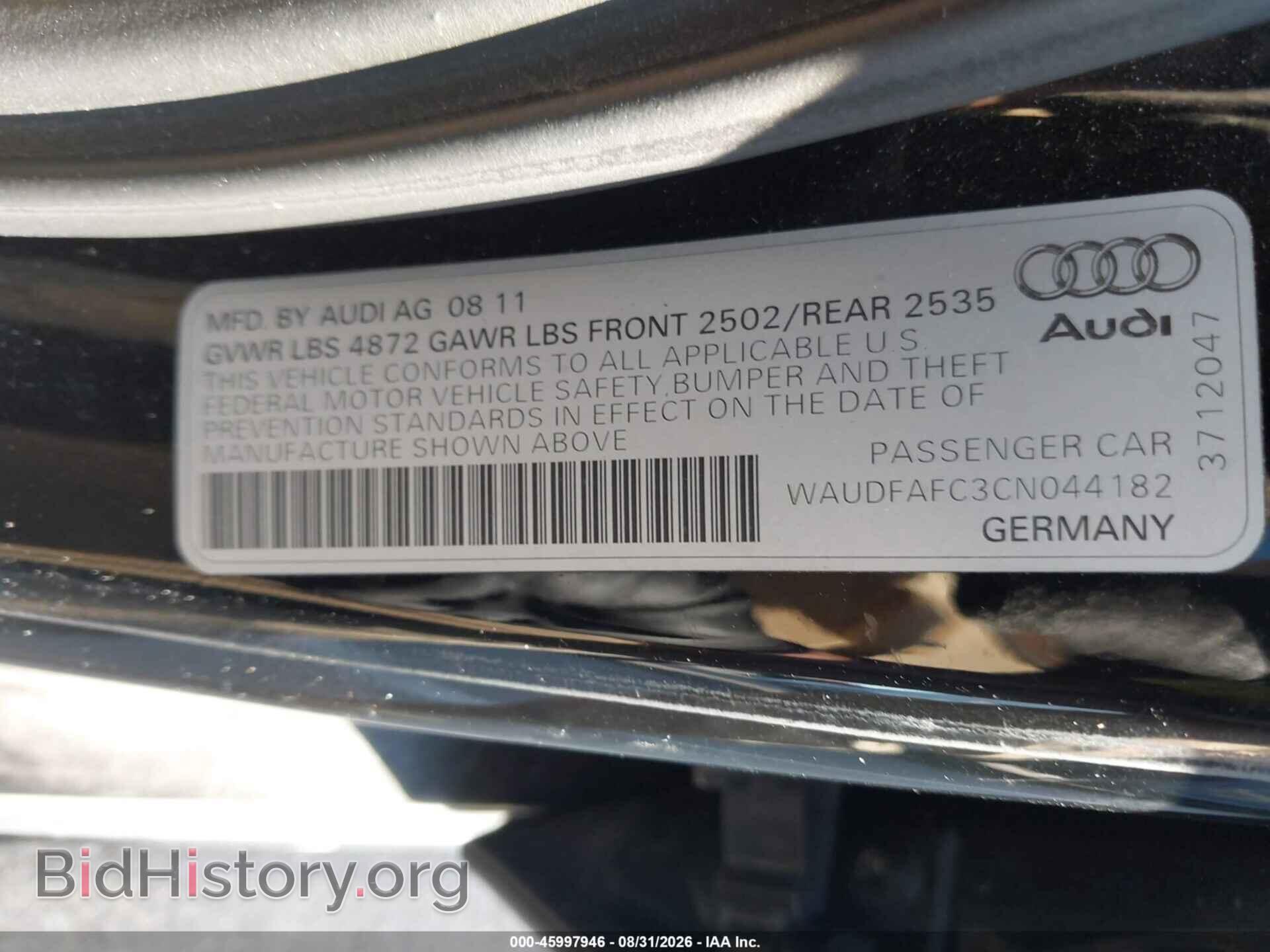 2012 AUDI A6 - VIN: WAUDFAFC3CN044182 - Photo 9