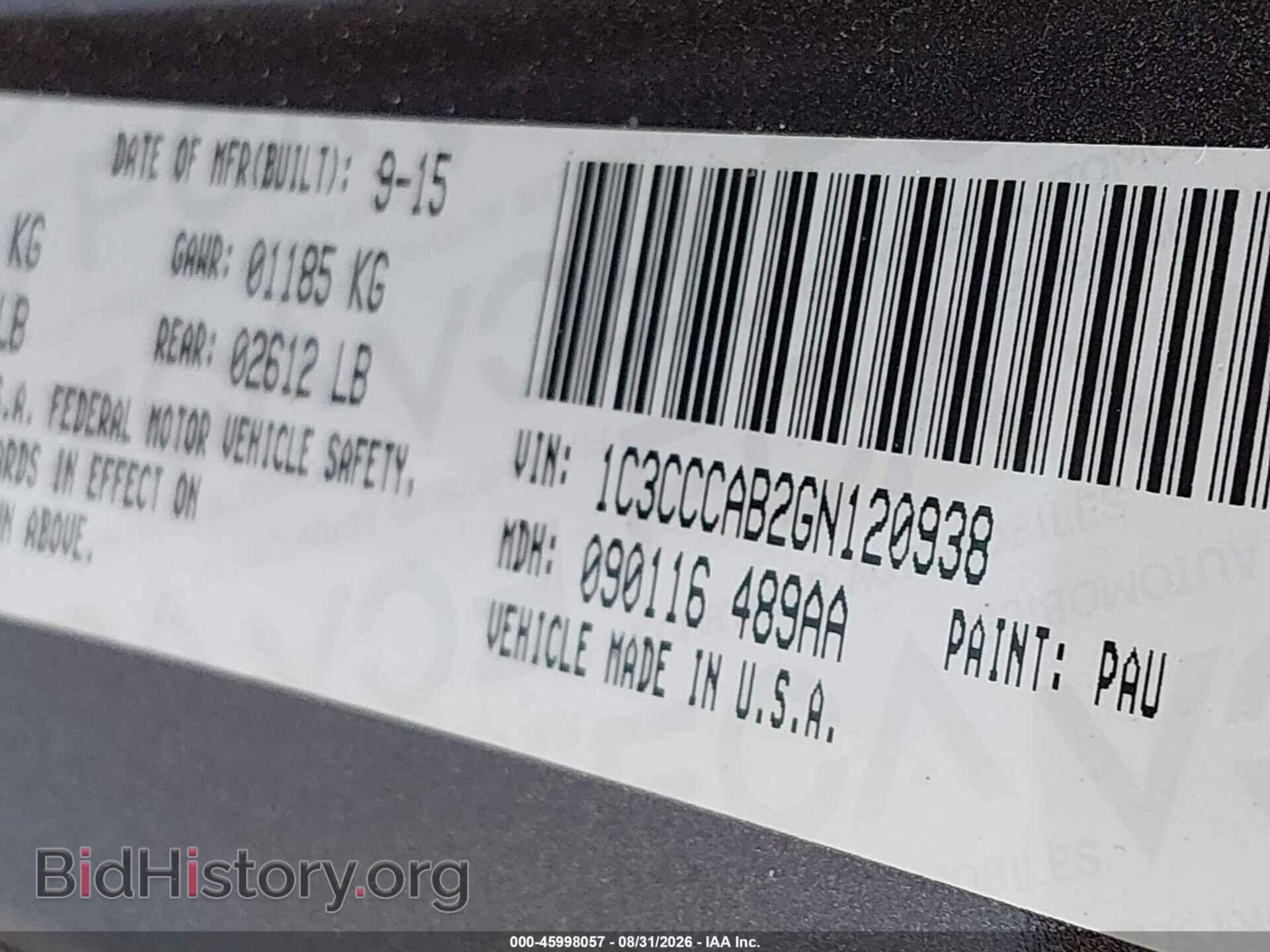 2016 CHRYSLER 200 - VIN: 1C3CCCAB2GN120938 - Photo 9