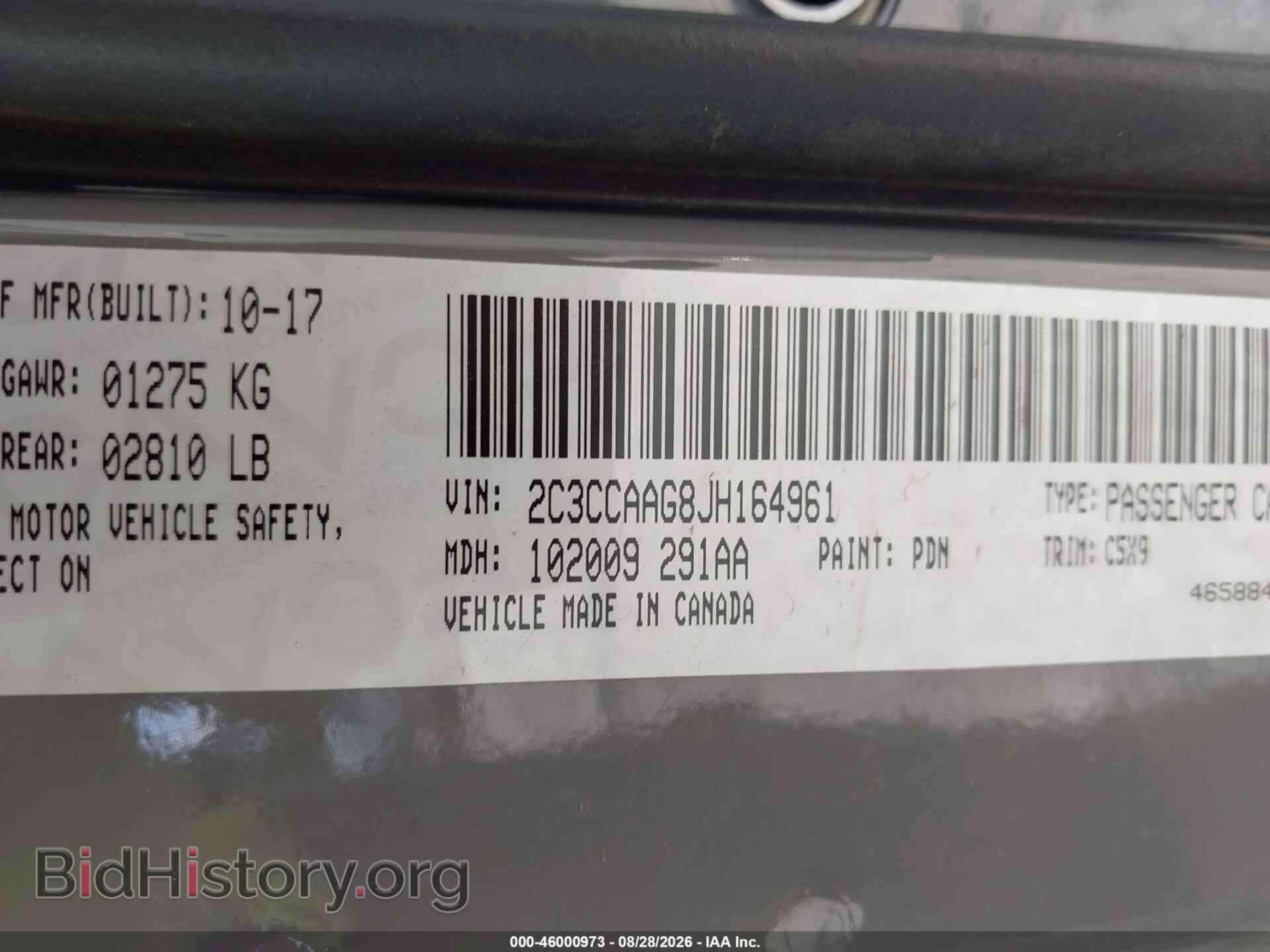 2018 CHRYSLER 300 - VIN: 2C3CCAAG8JH164961 - Фото 9
