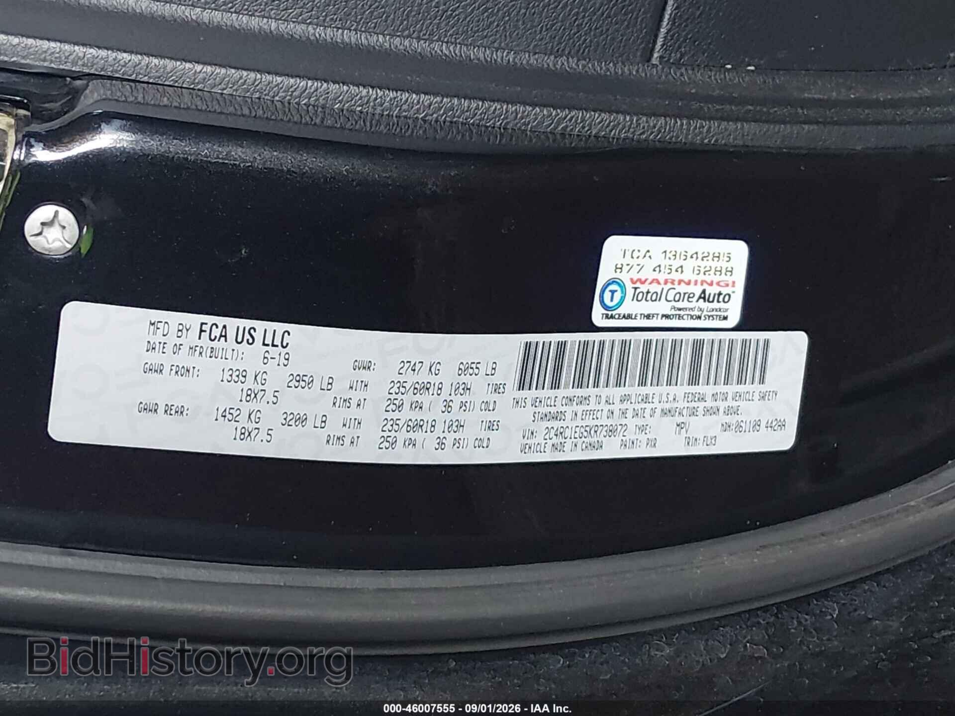 2019 CHRYSLER PACIFICA - VIN: 2C4RC1EG5KR738072 - Photo 9