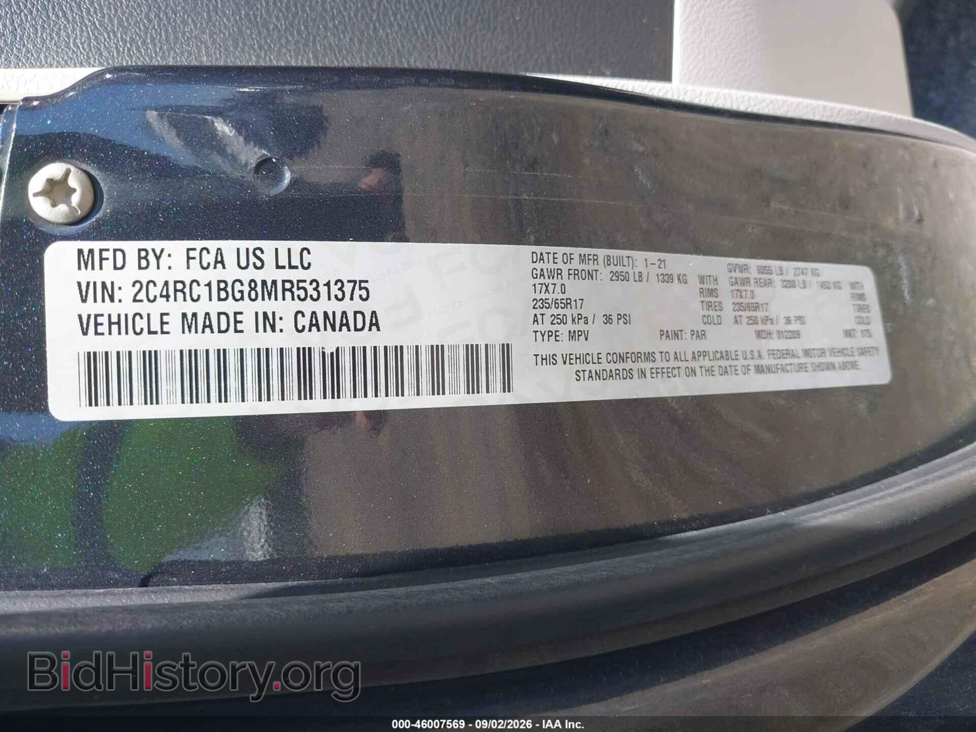 2021 CHRYSLER PACIFICA - VIN: 2C4RC1BG8MR531375 - Фото 9