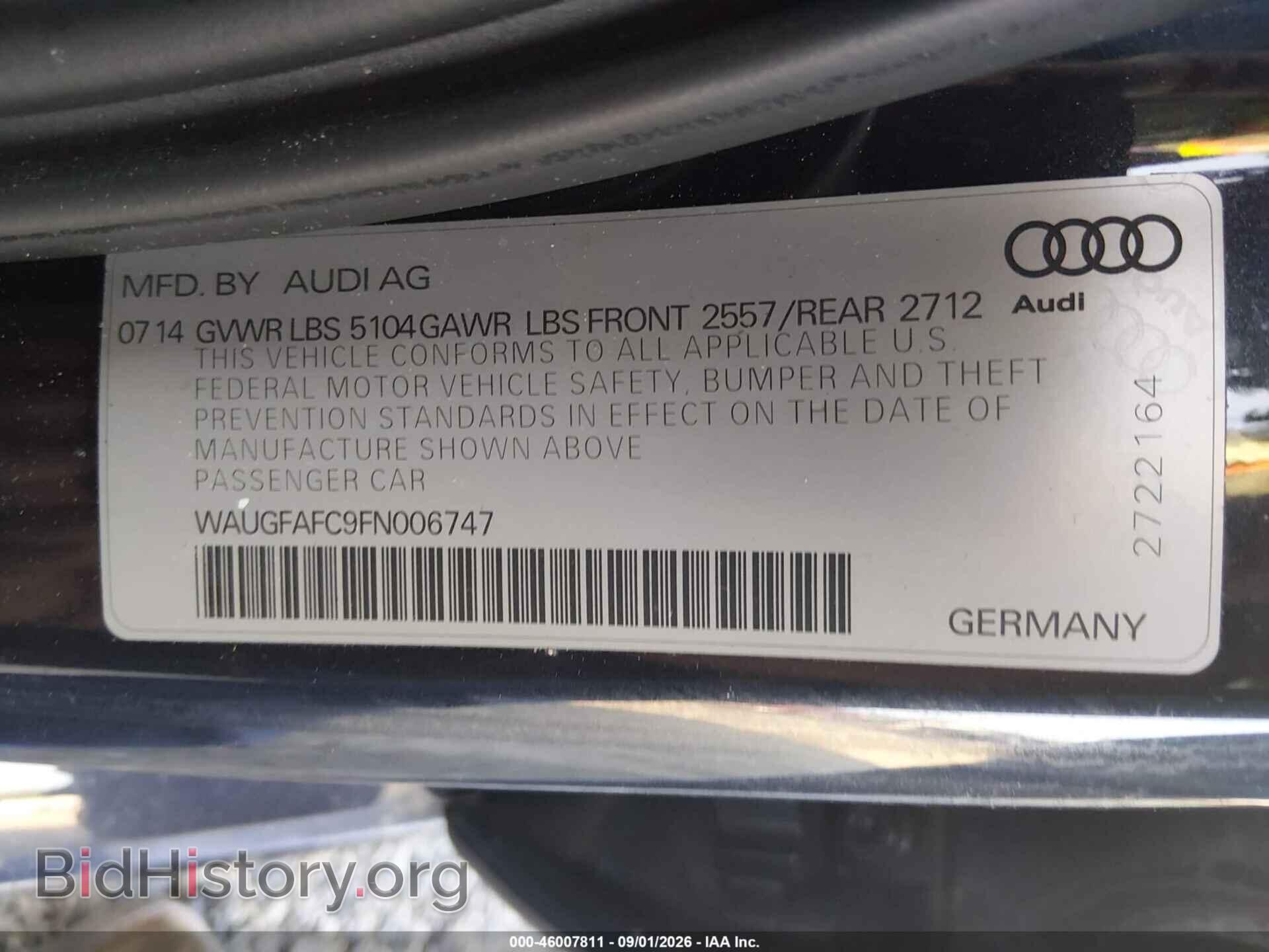 2015 AUDI A6 - VIN: WAUGFAFC9FN006747 - Фото 9