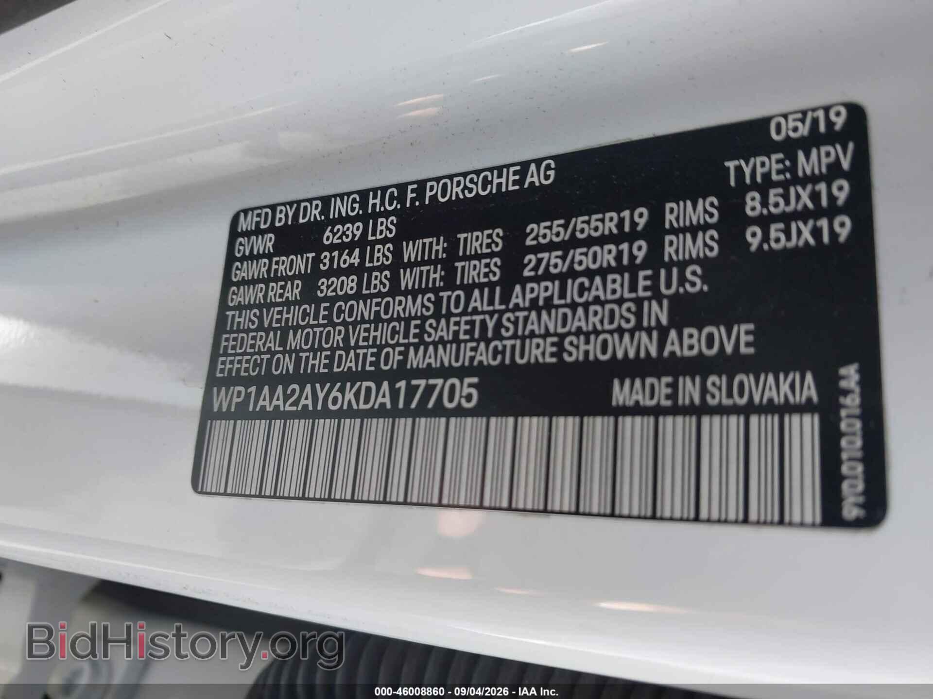 2019 PORSCHE CAYENNE - VIN: WP1AA2AY6KDA17705 - Photo 9