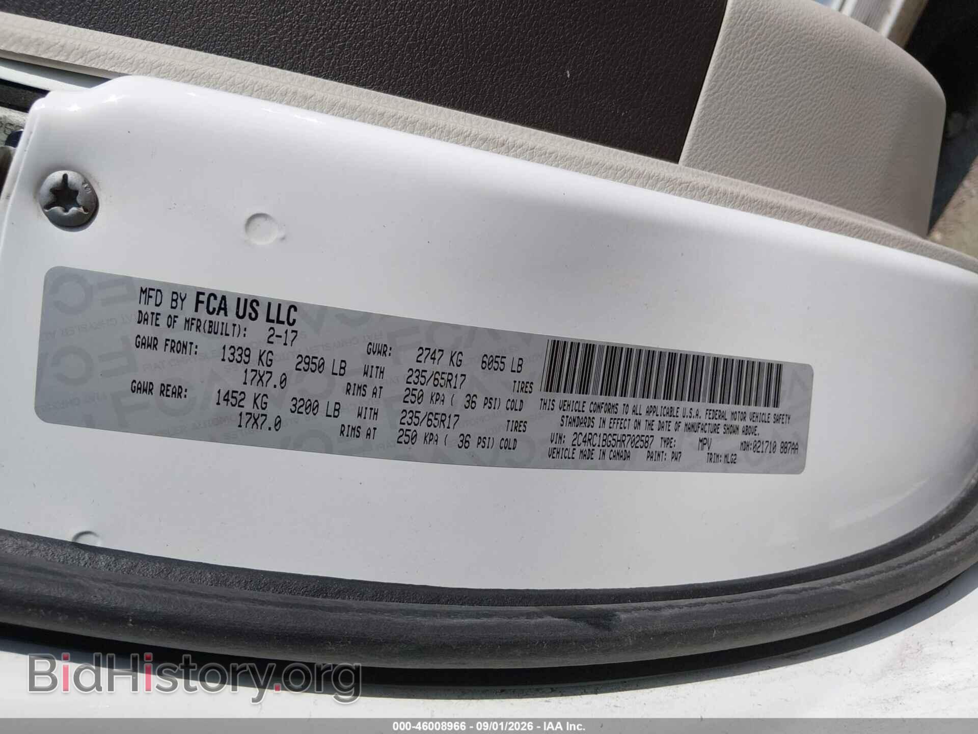 2017 CHRYSLER PACIFICA - VIN: 2C4RC1BG5HR702587 - Photo 9