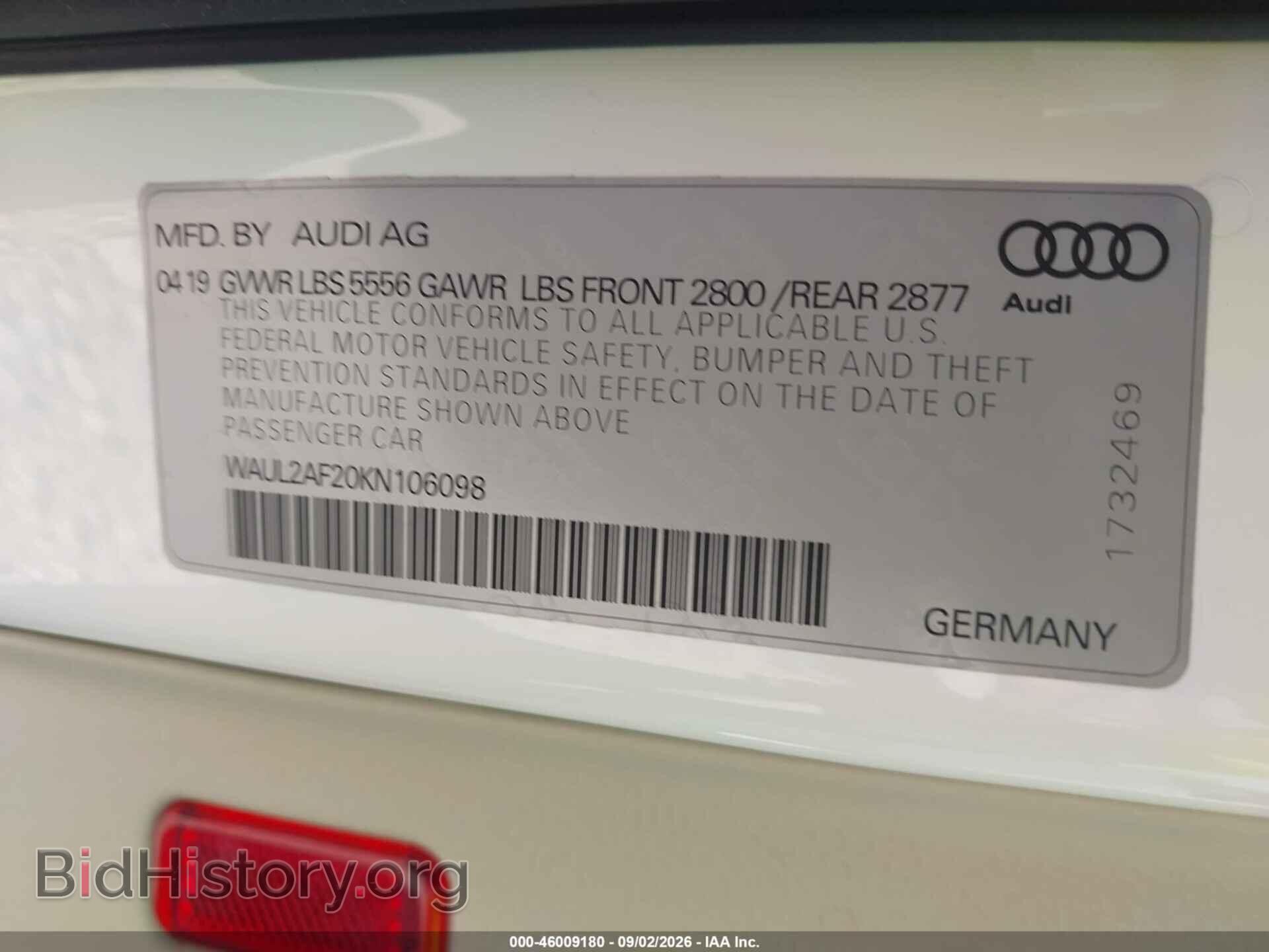 2019 AUDI A6 - VIN: WAUL2AF20KN106098 - Photo 9
